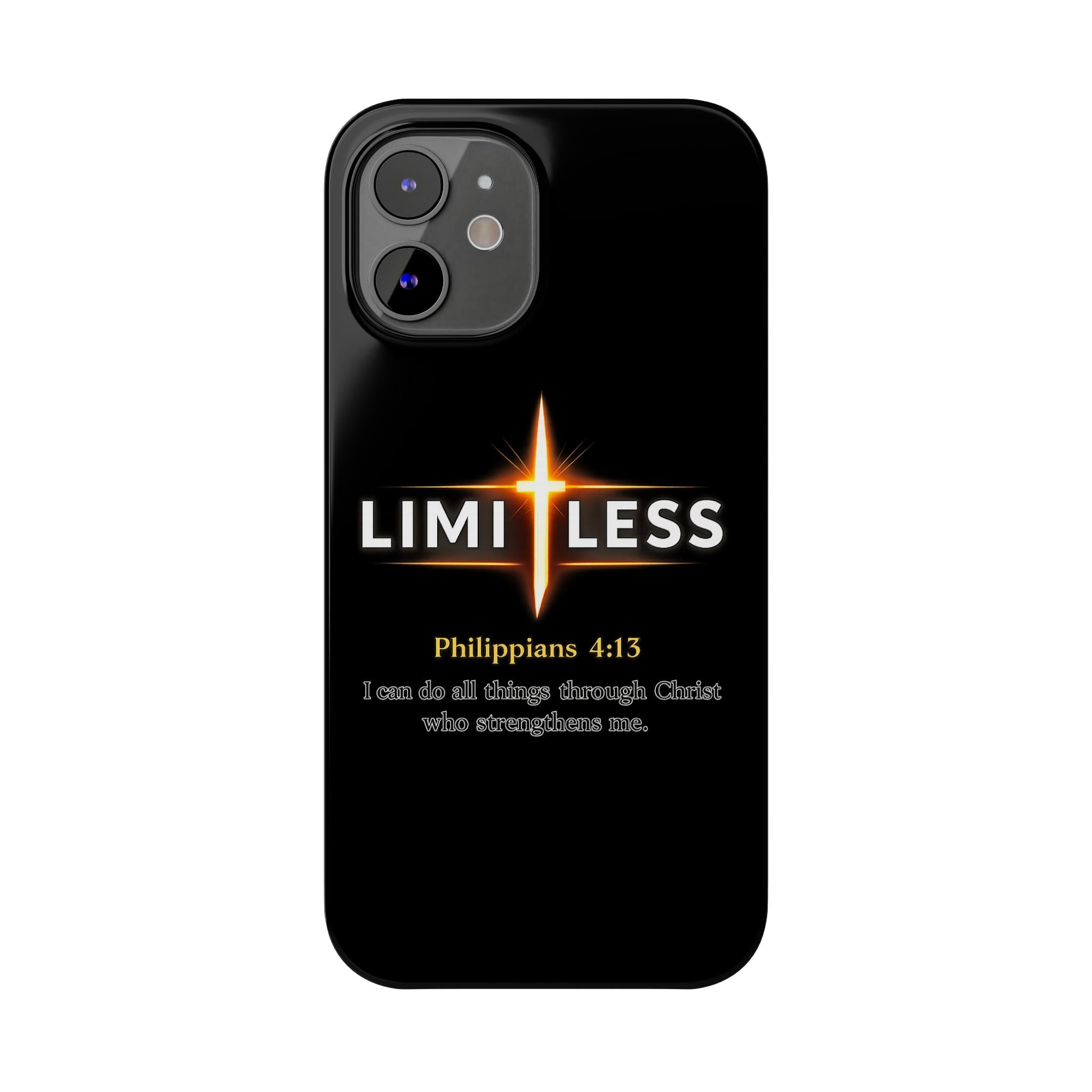 Limitless Cross Phone Case — Philippians 4:13 Christian Slim Case