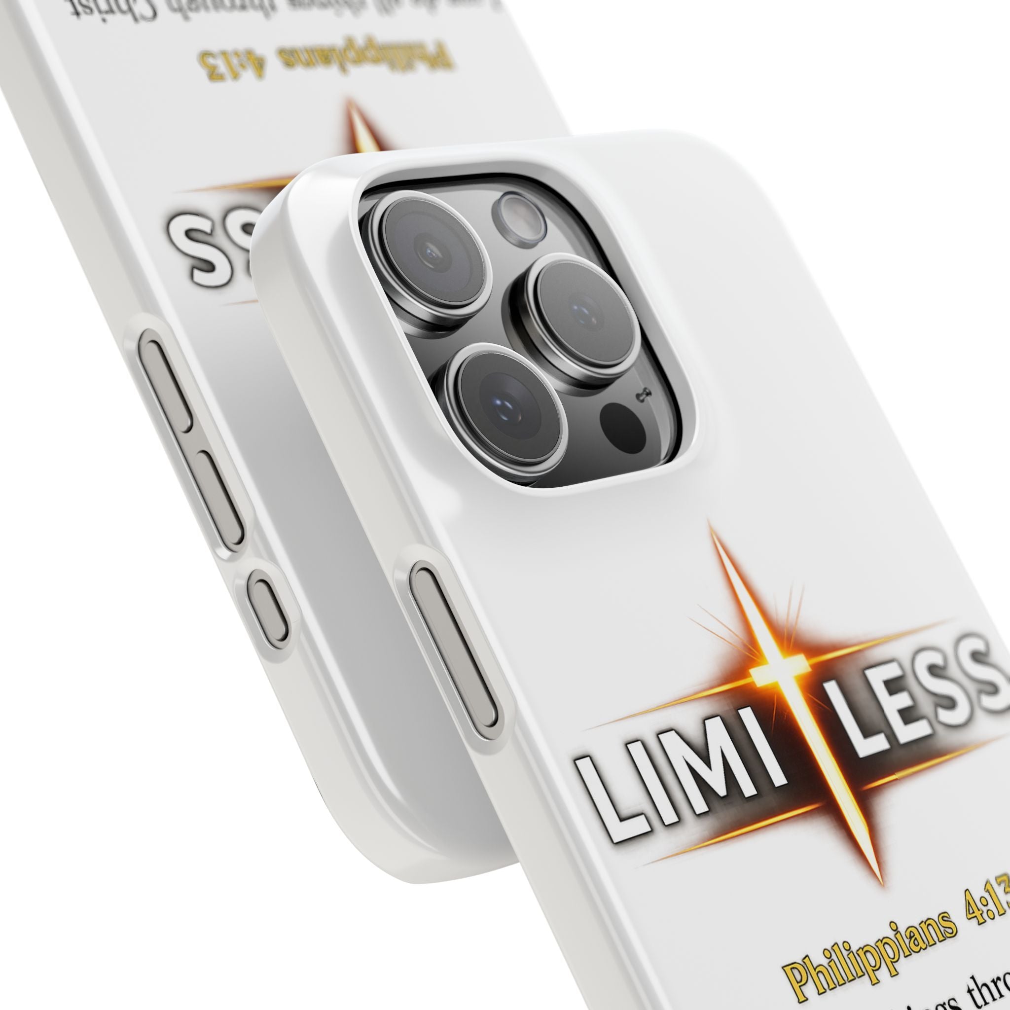 Slim Phone Case — "Limitless" Christian Cross Design with Philippians 4:13 Inspirational Quote
