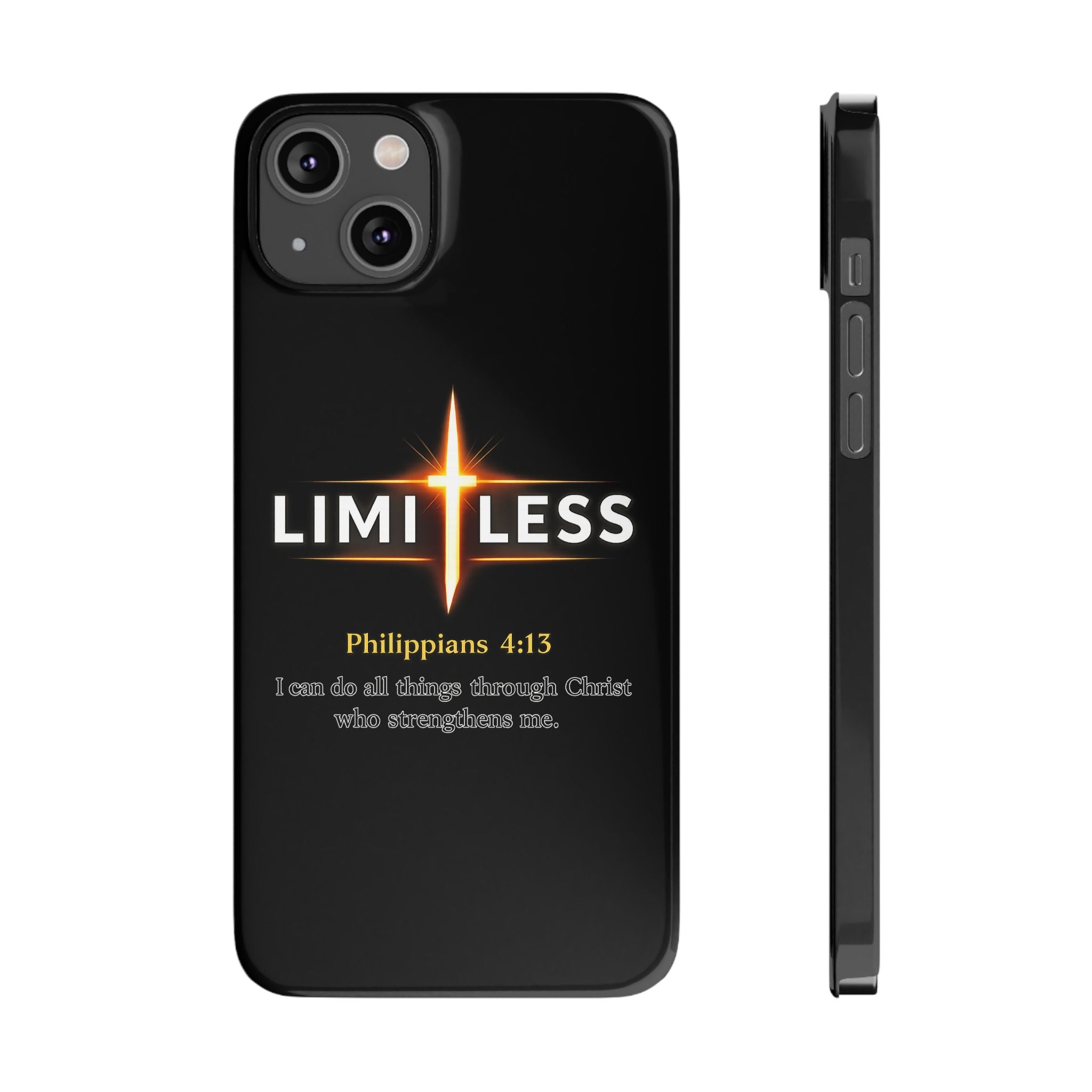 Limitless Cross Phone Case — Philippians 4:13 Christian Slim Case