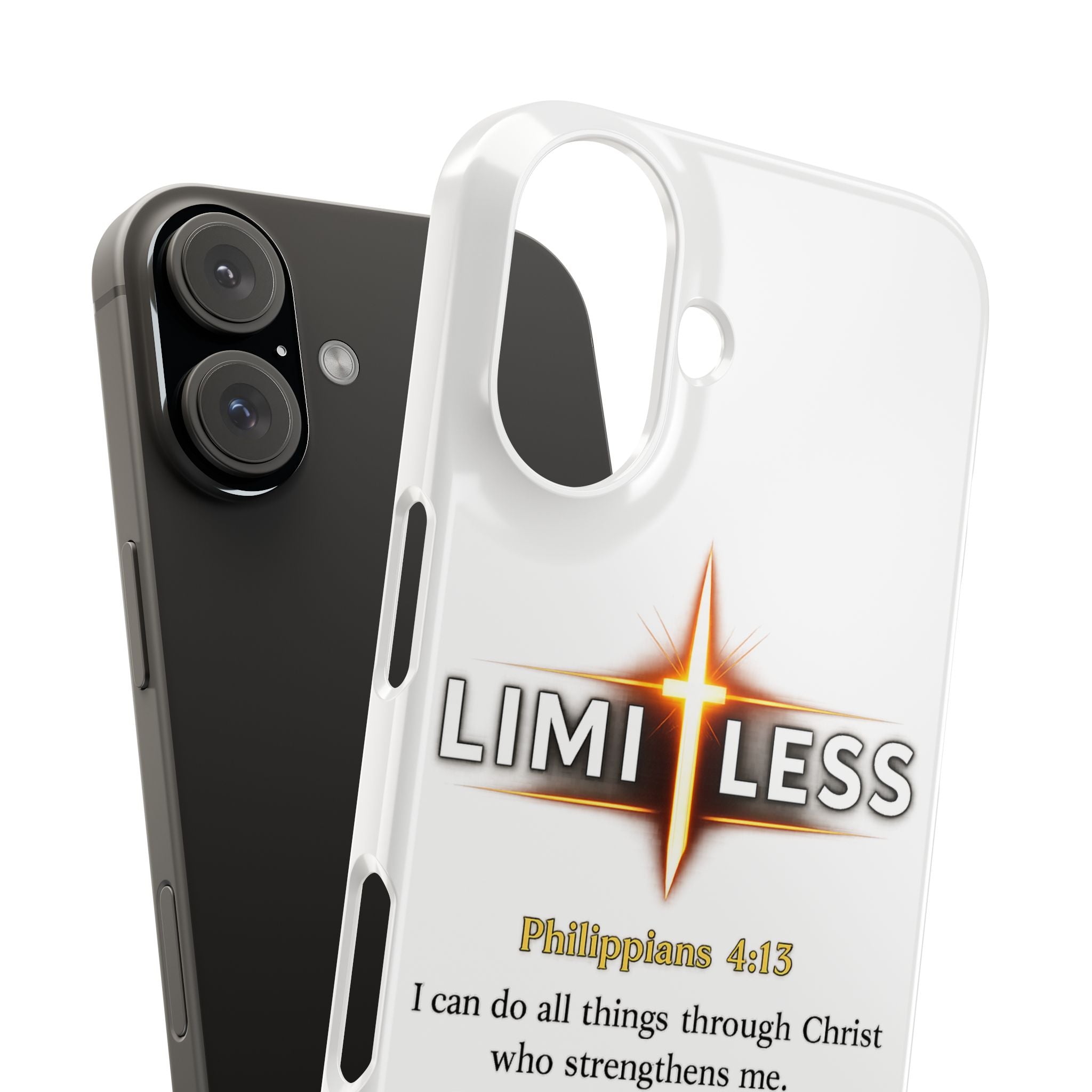 Slim Phone Case — "Limitless" Christian Cross Design with Philippians 4:13 Inspirational Quote