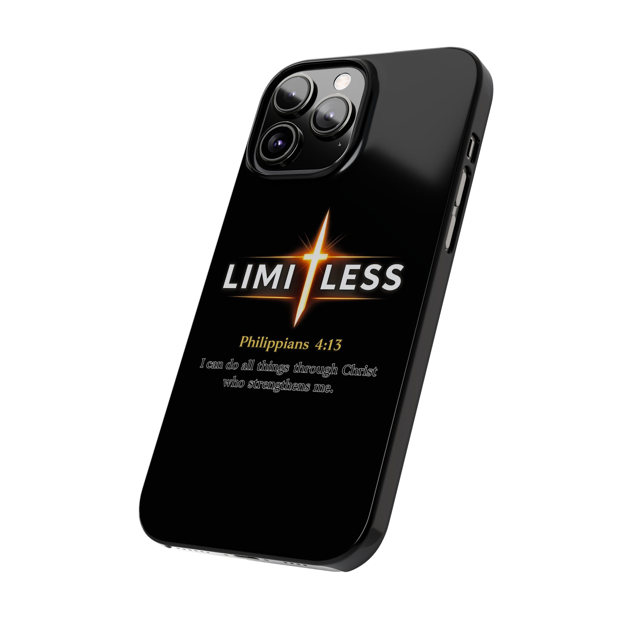 Limitless Cross Phone Case — Philippians 4:13 Christian Slim Case