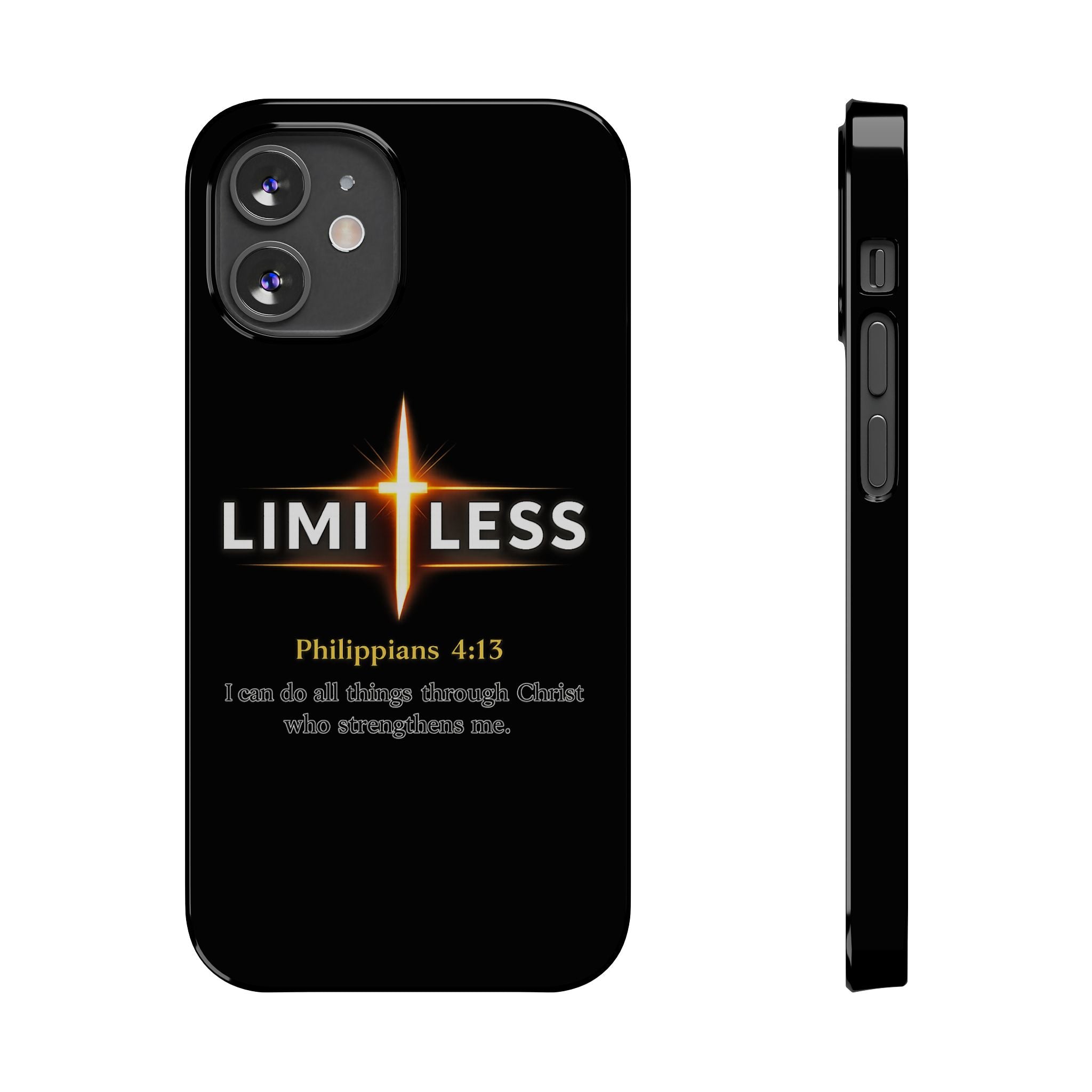 Limitless Cross Phone Case — Philippians 4:13 Christian Slim Case
