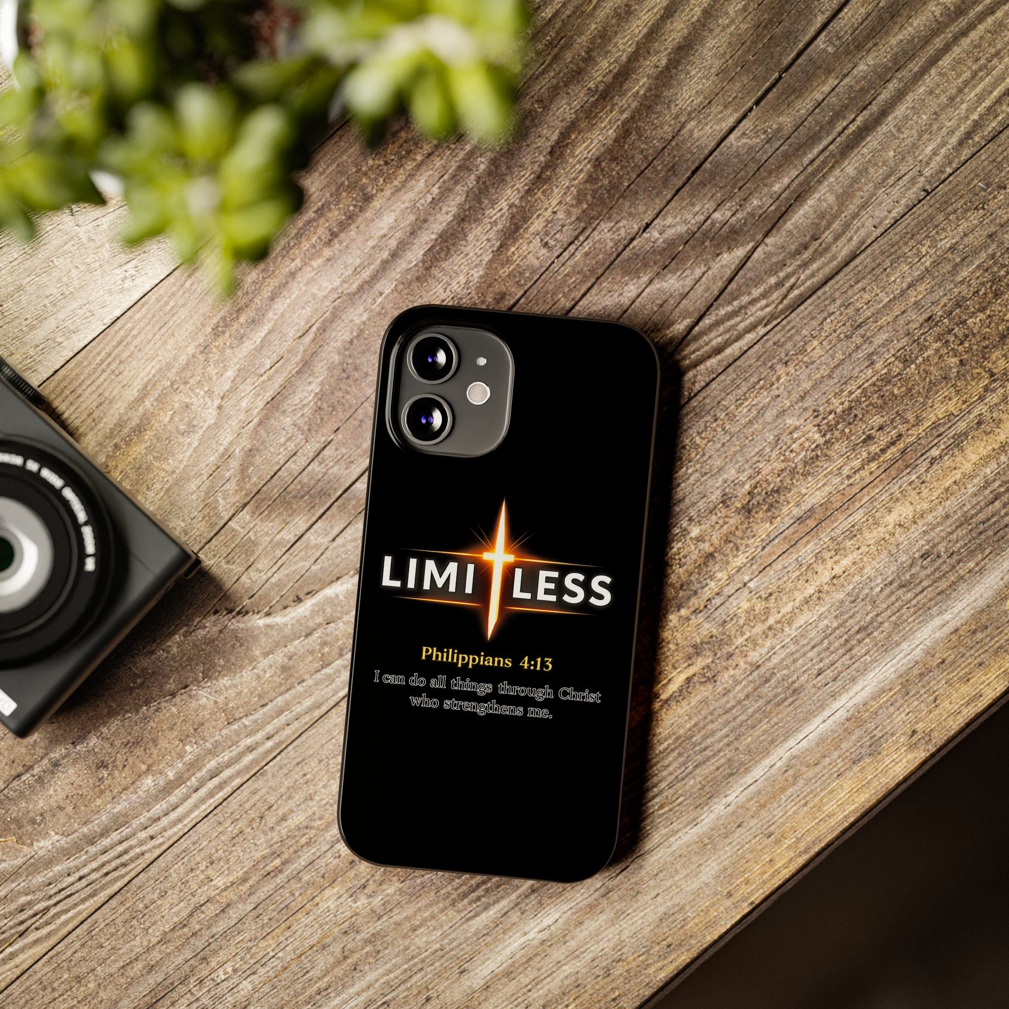 Limitless Cross Phone Case — Philippians 4:13 Christian Slim Case