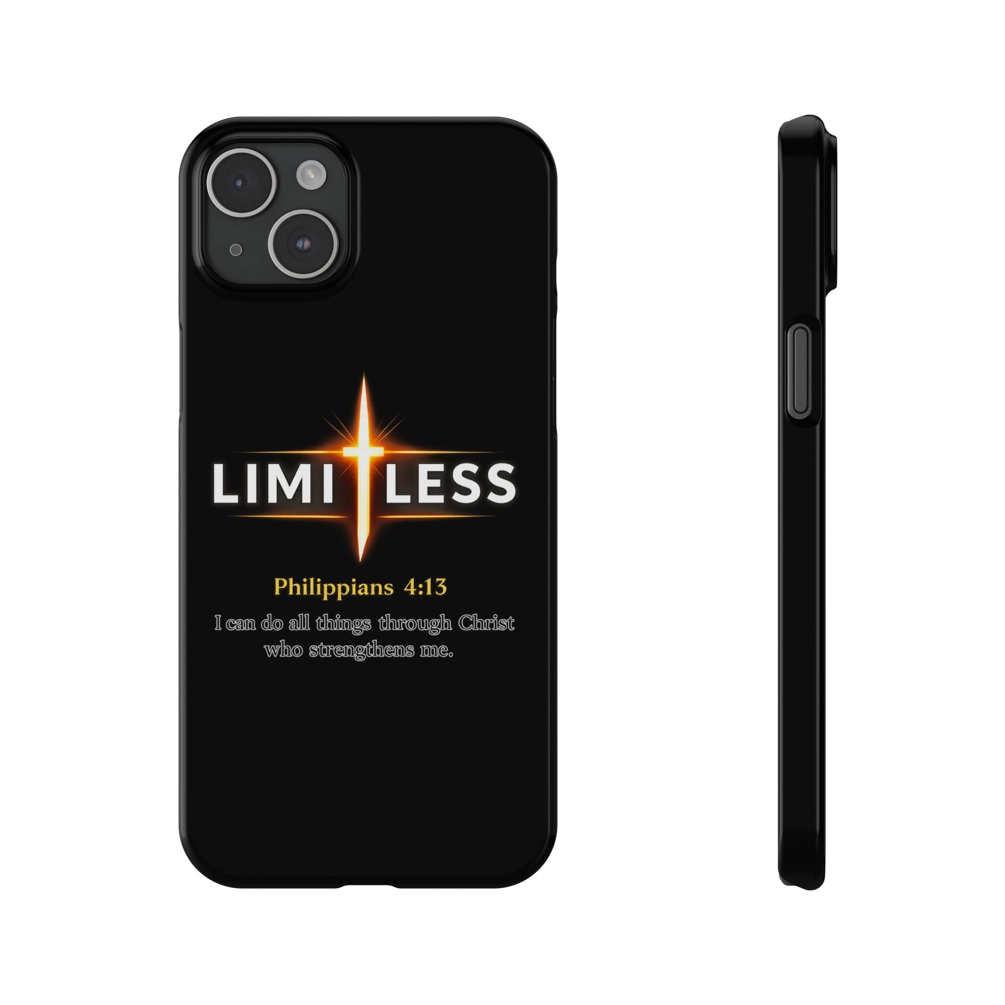 Limitless Cross Phone Case — Philippians 4:13 Christian Slim Case