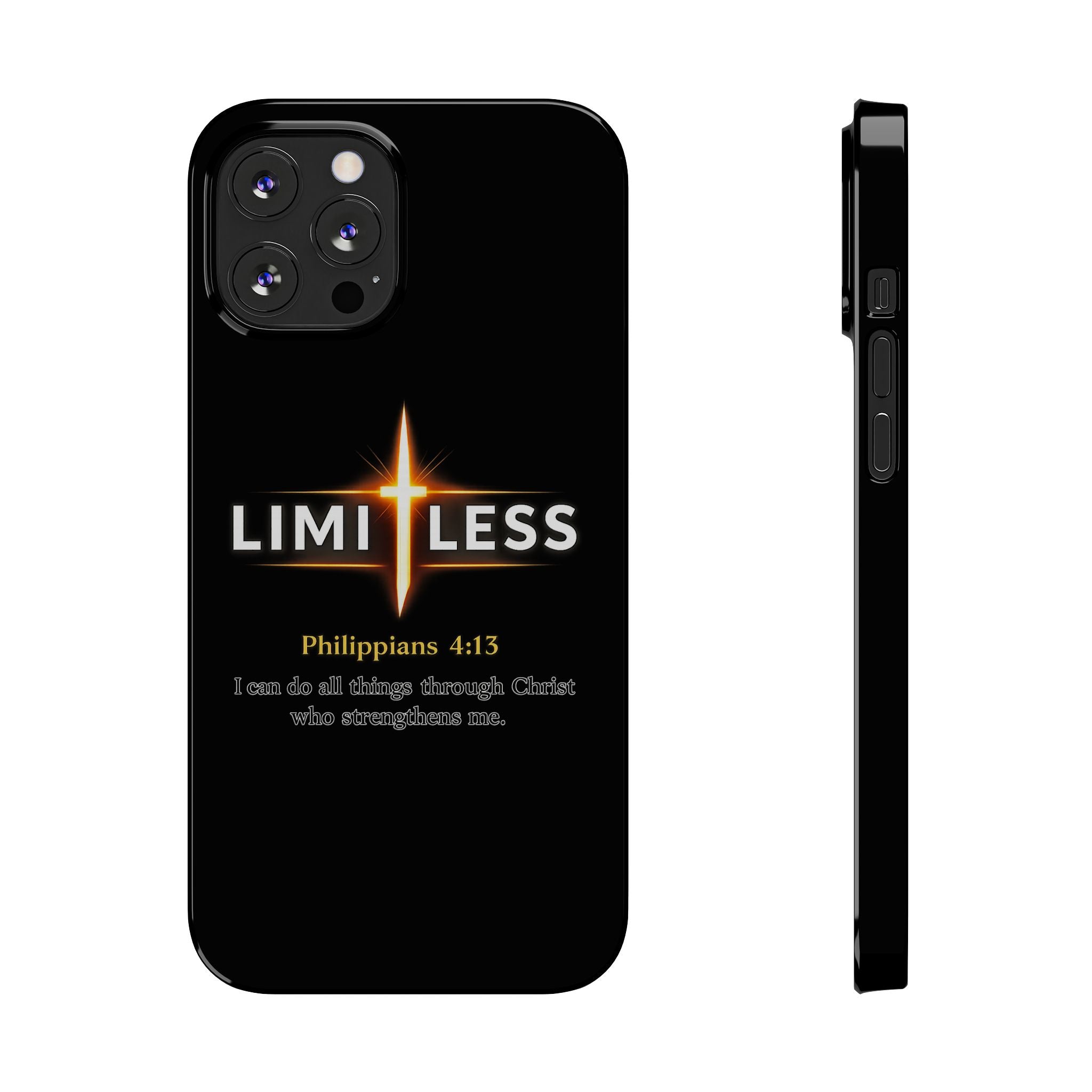 Limitless Cross Phone Case — Philippians 4:13 Christian Slim Case