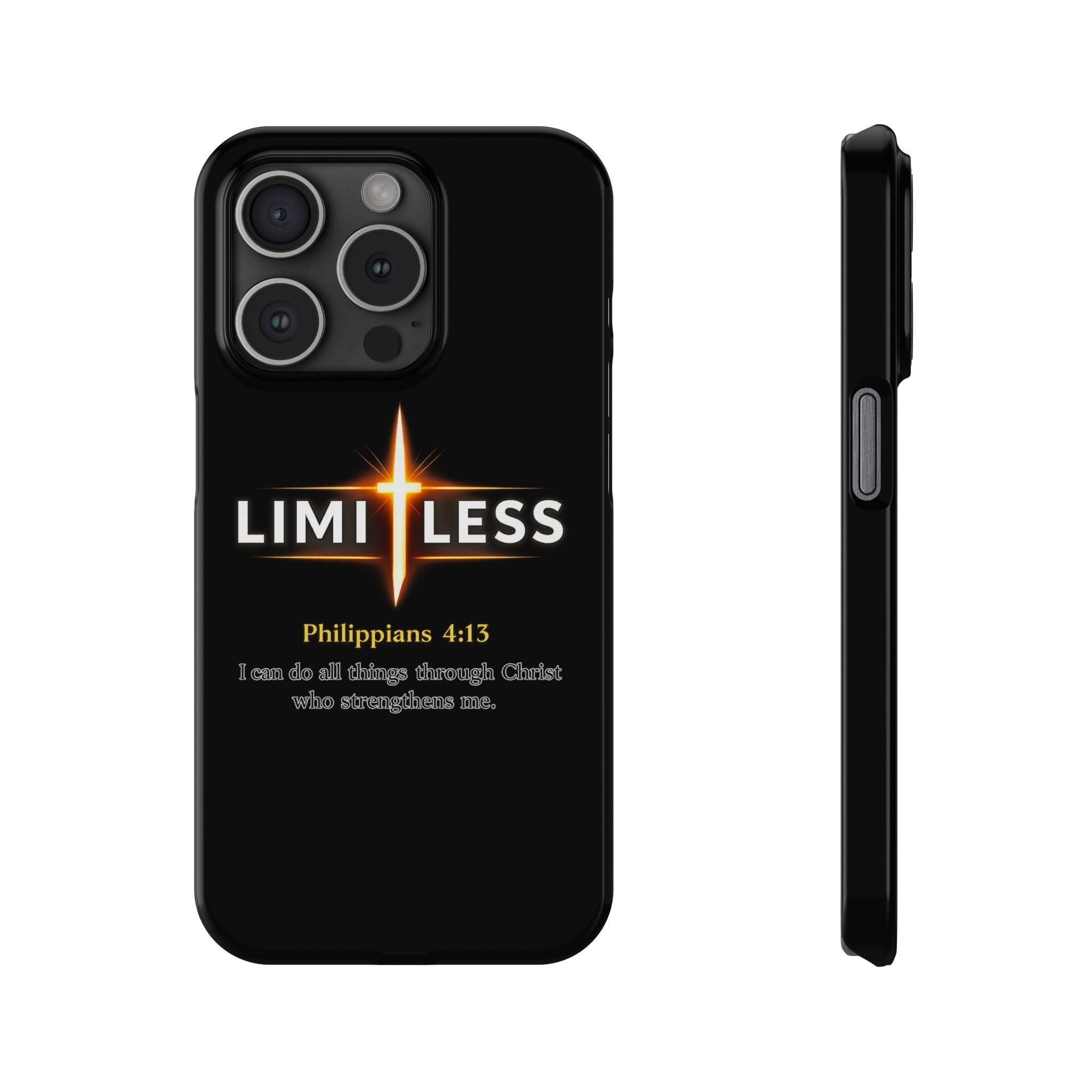 Limitless Cross Phone Case — Philippians 4:13 Christian Slim Case