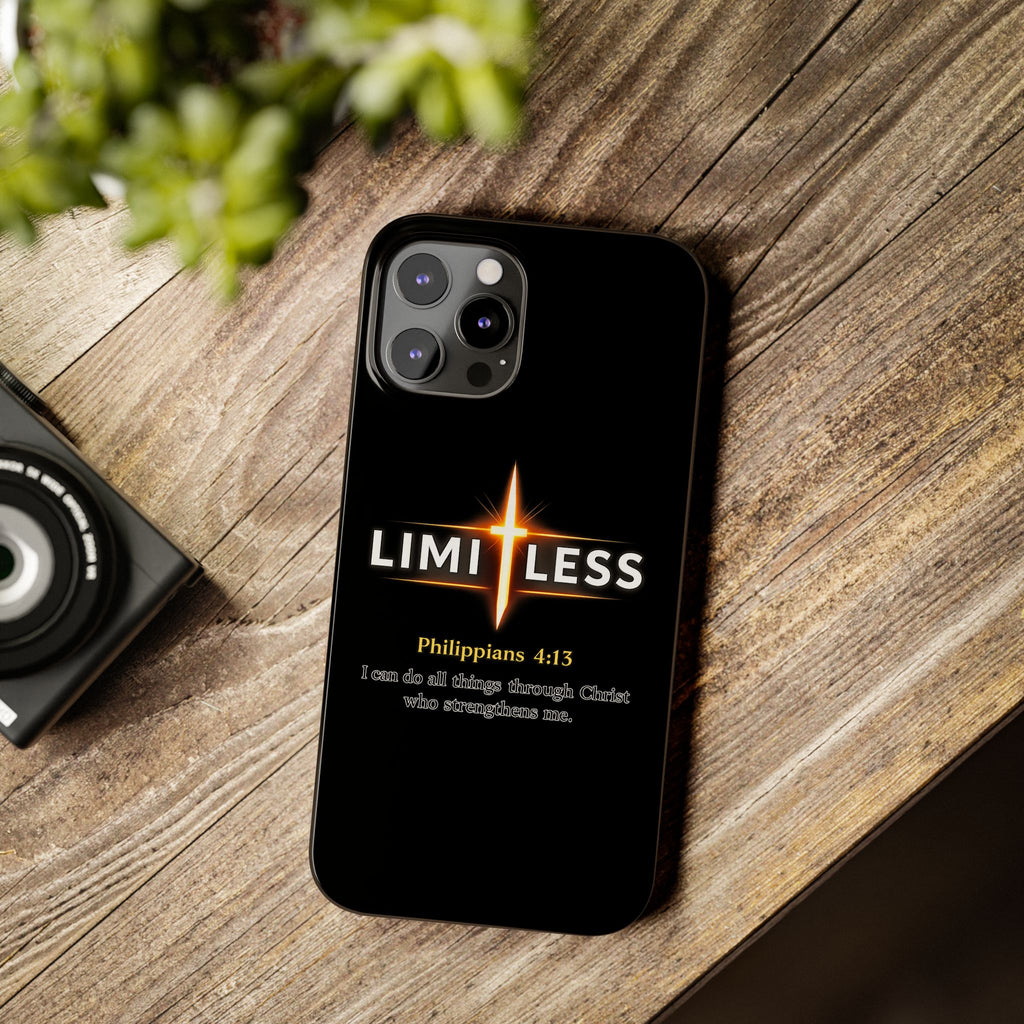 Limitless Cross Phone Case — Philippians 4:13 Christian Slim Case