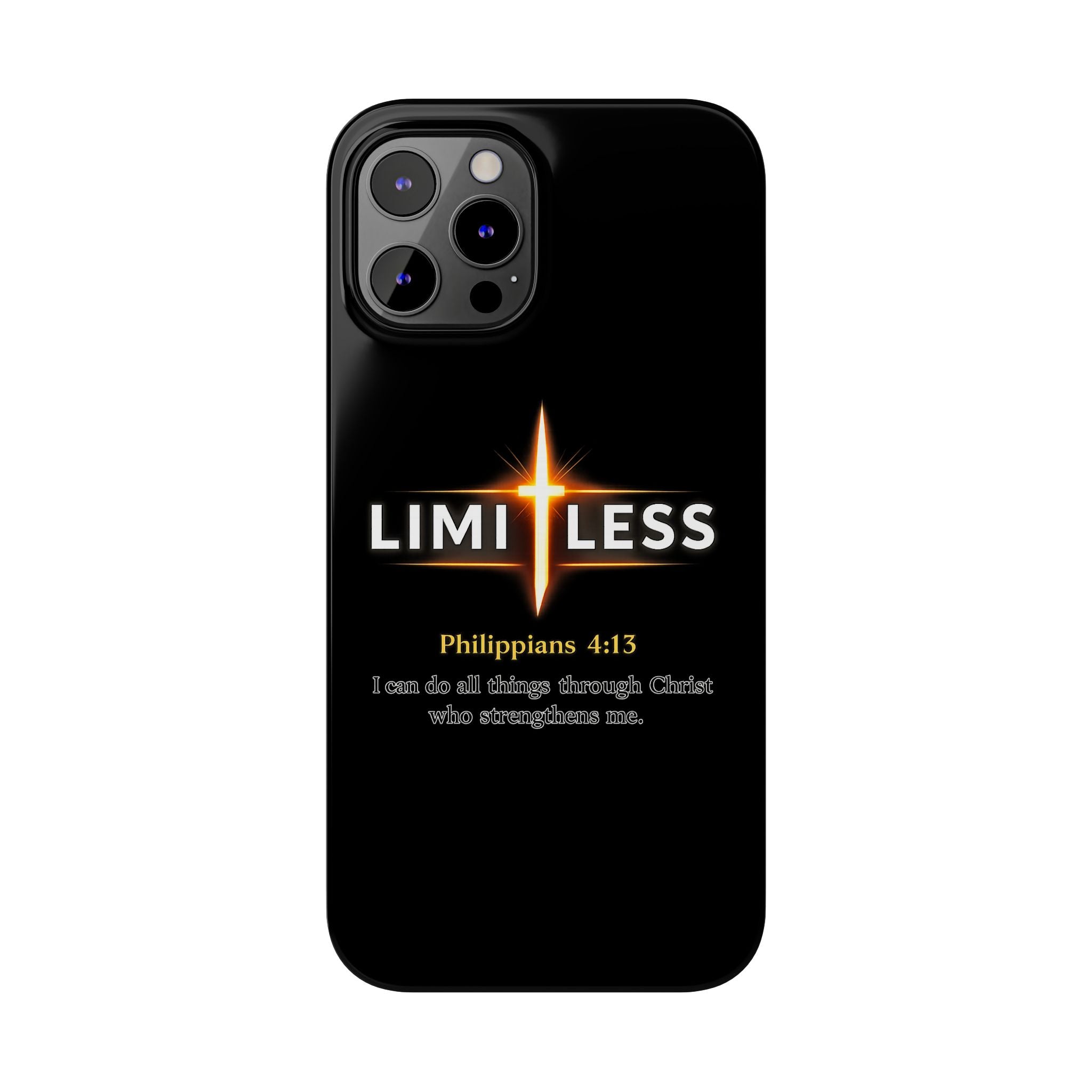 Limitless Cross Phone Case — Philippians 4:13 Christian Slim Case