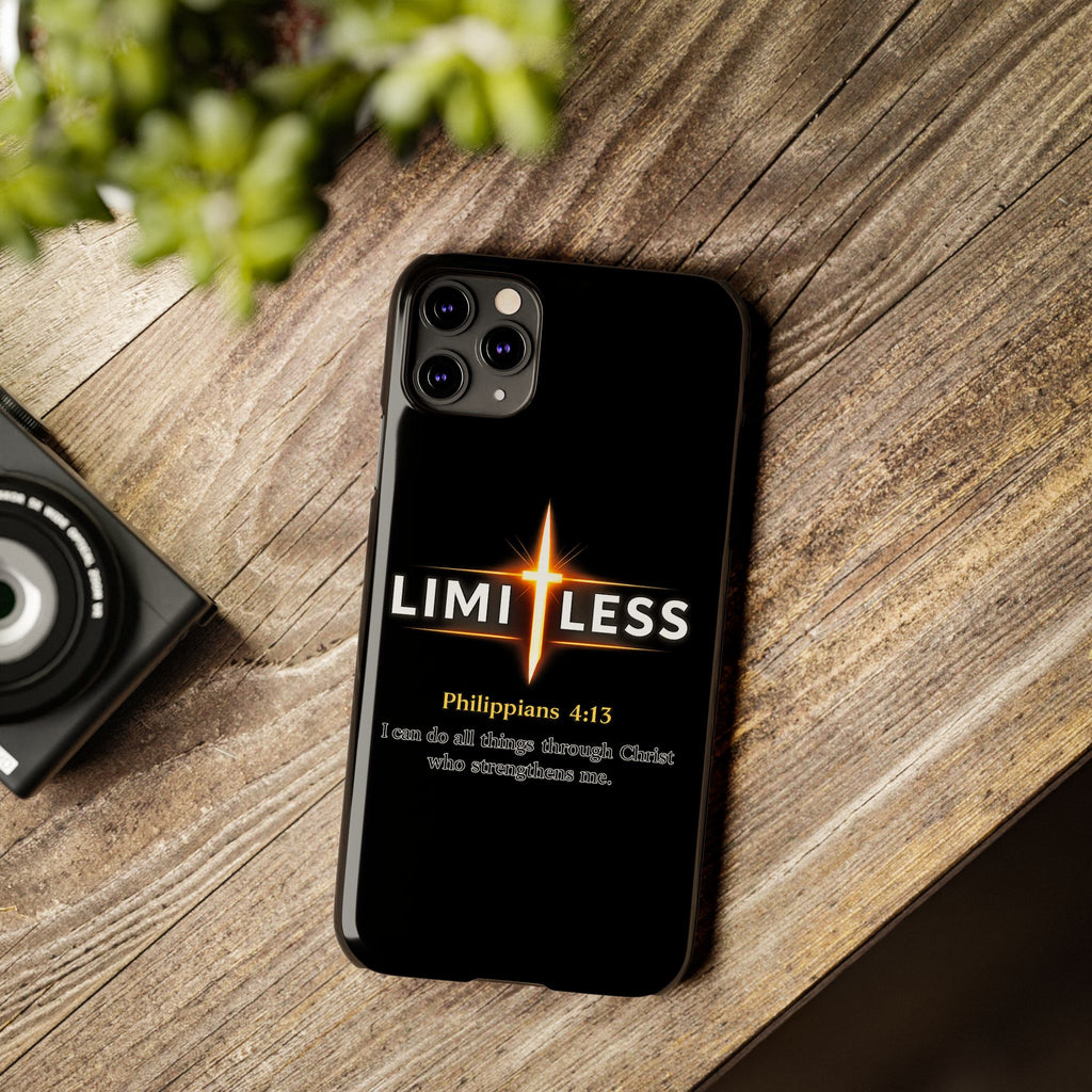 Limitless Cross Phone Case — Philippians 4:13 Christian Slim Case