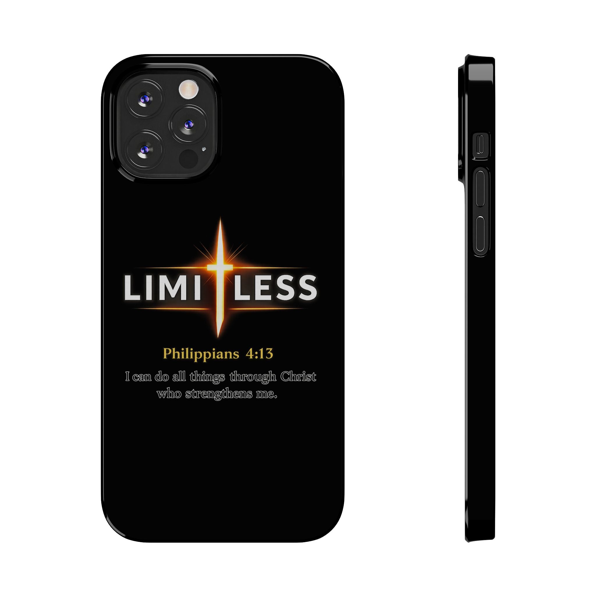 Limitless Cross Phone Case — Philippians 4:13 Christian Slim Case