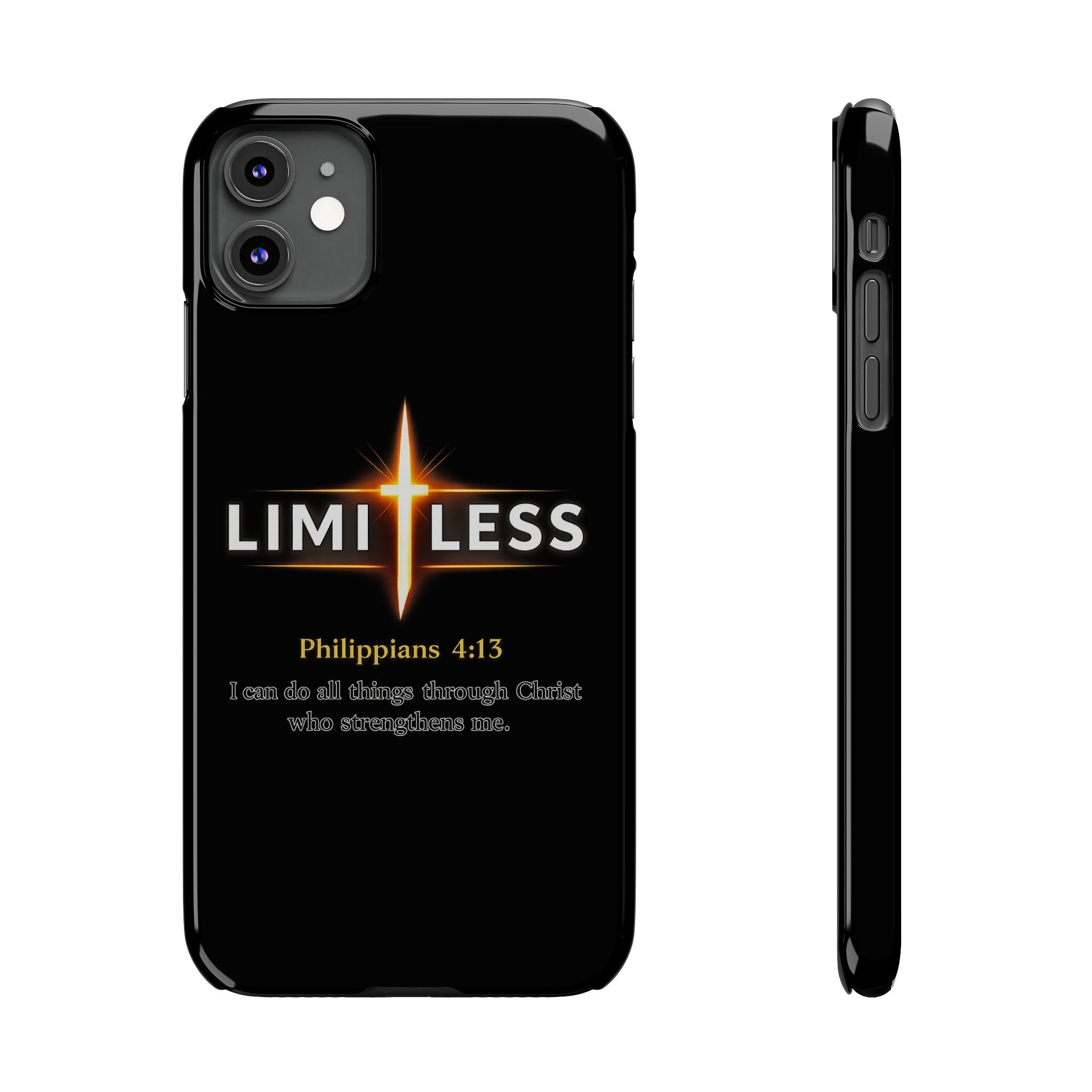 Limitless Cross Phone Case — Philippians 4:13 Christian Slim Case