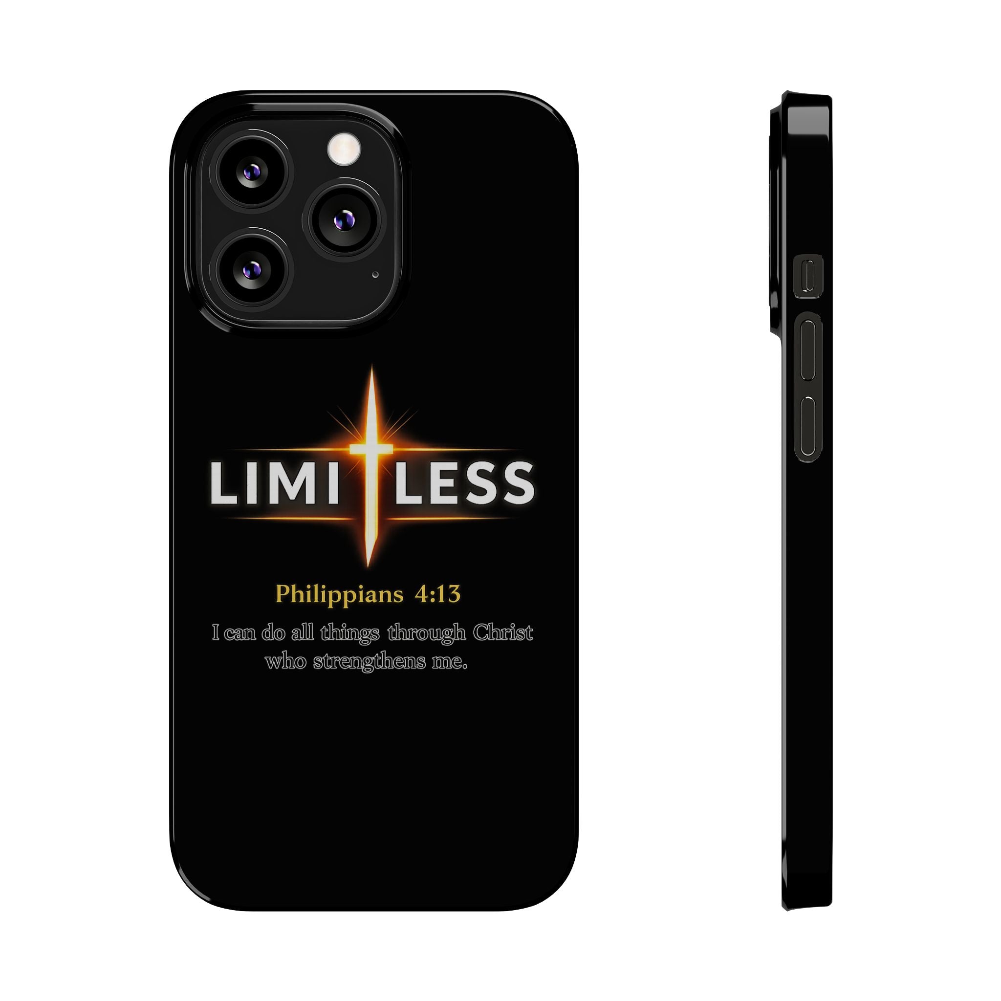 Limitless Cross Phone Case — Philippians 4:13 Christian Slim Case