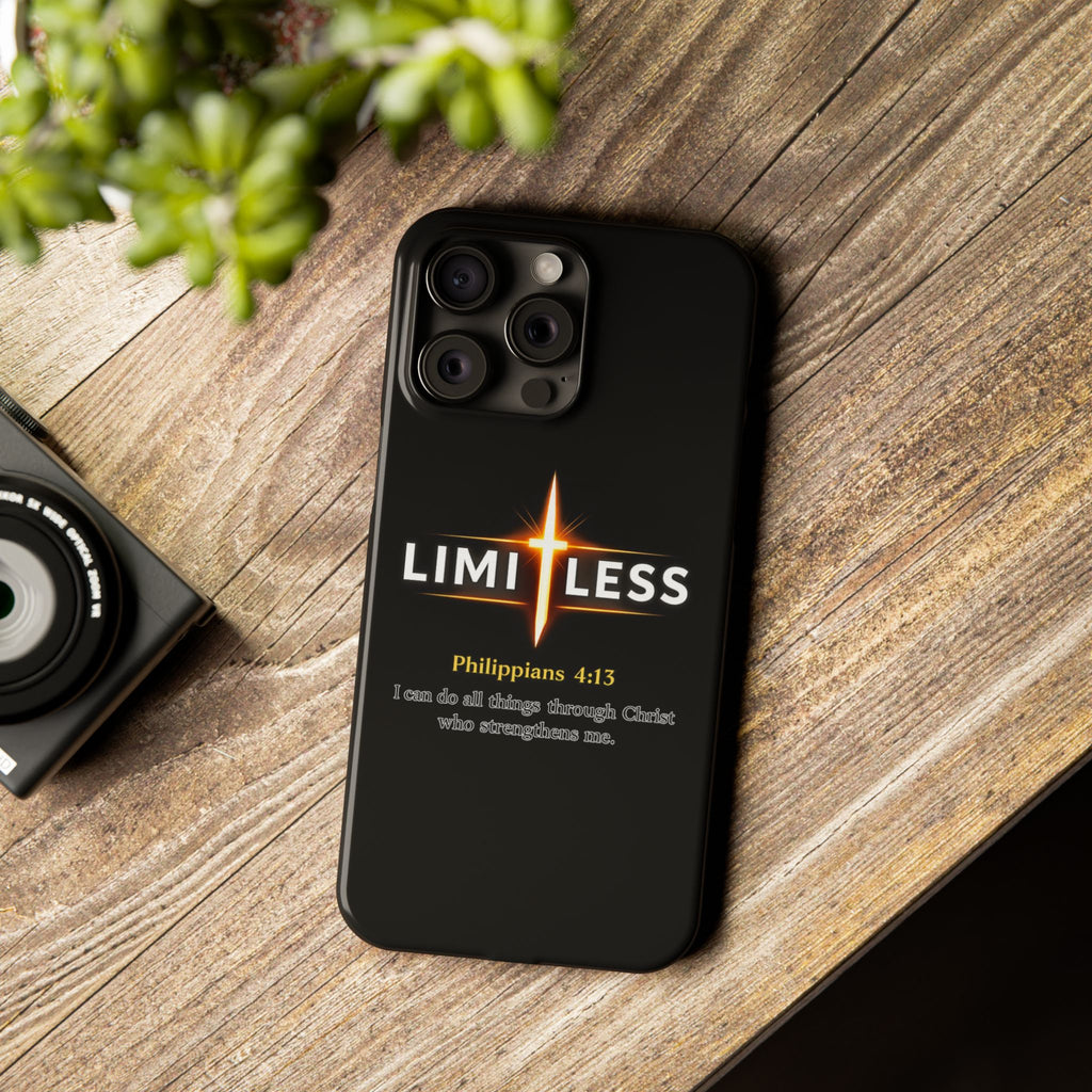 Limitless Cross Phone Case — Philippians 4:13 Christian Slim Case