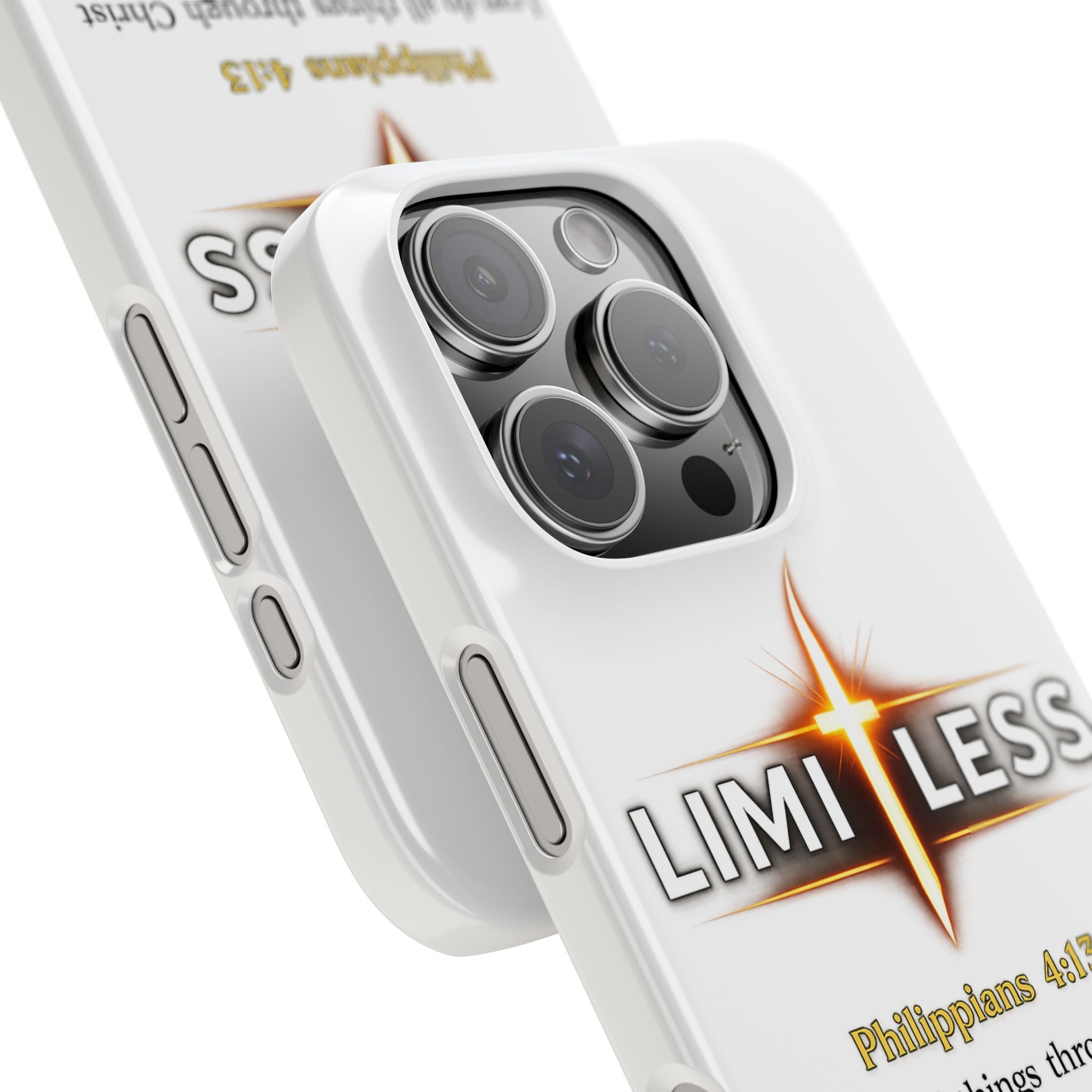 Slim Phone Case — "Limitless" Christian Cross Design with Philippians 4:13 Inspirational Quote