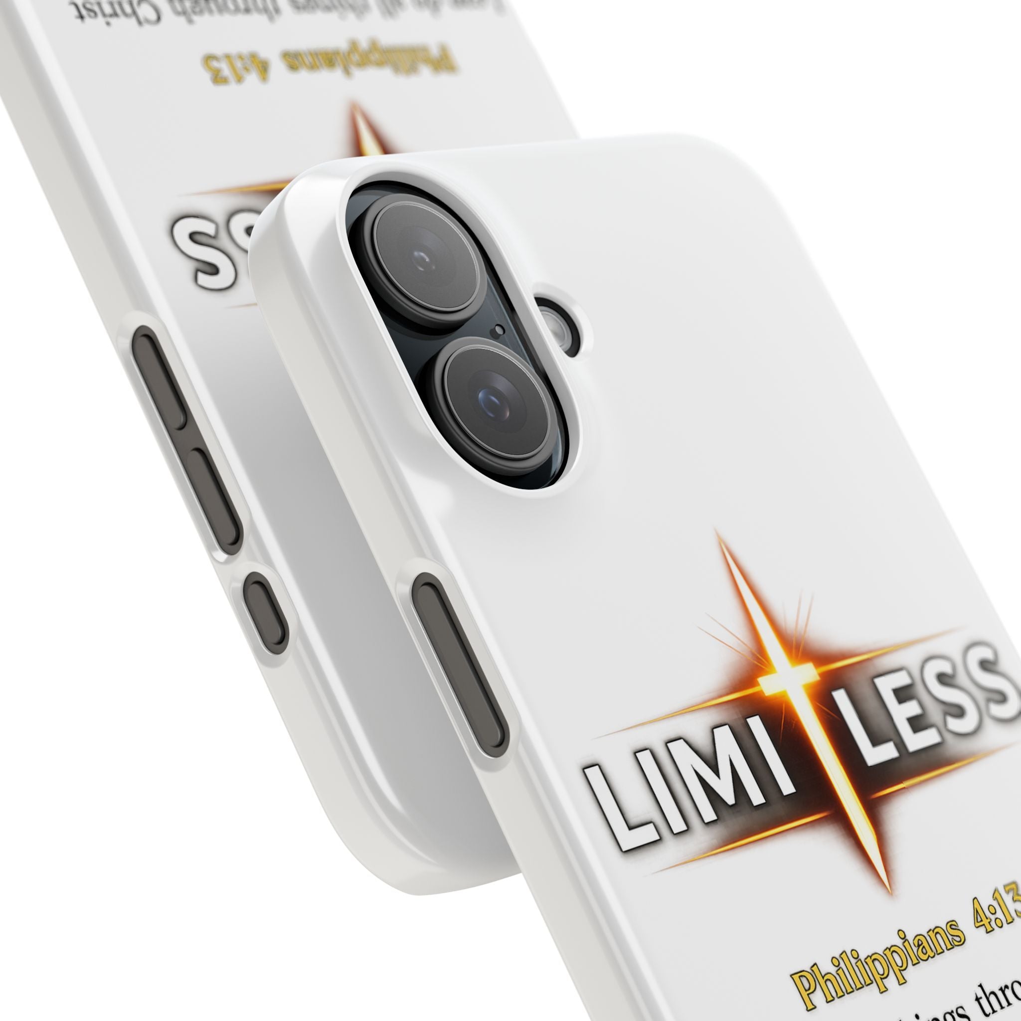 Slim Phone Case — "Limitless" Christian Cross Design with Philippians 4:13 Inspirational Quote