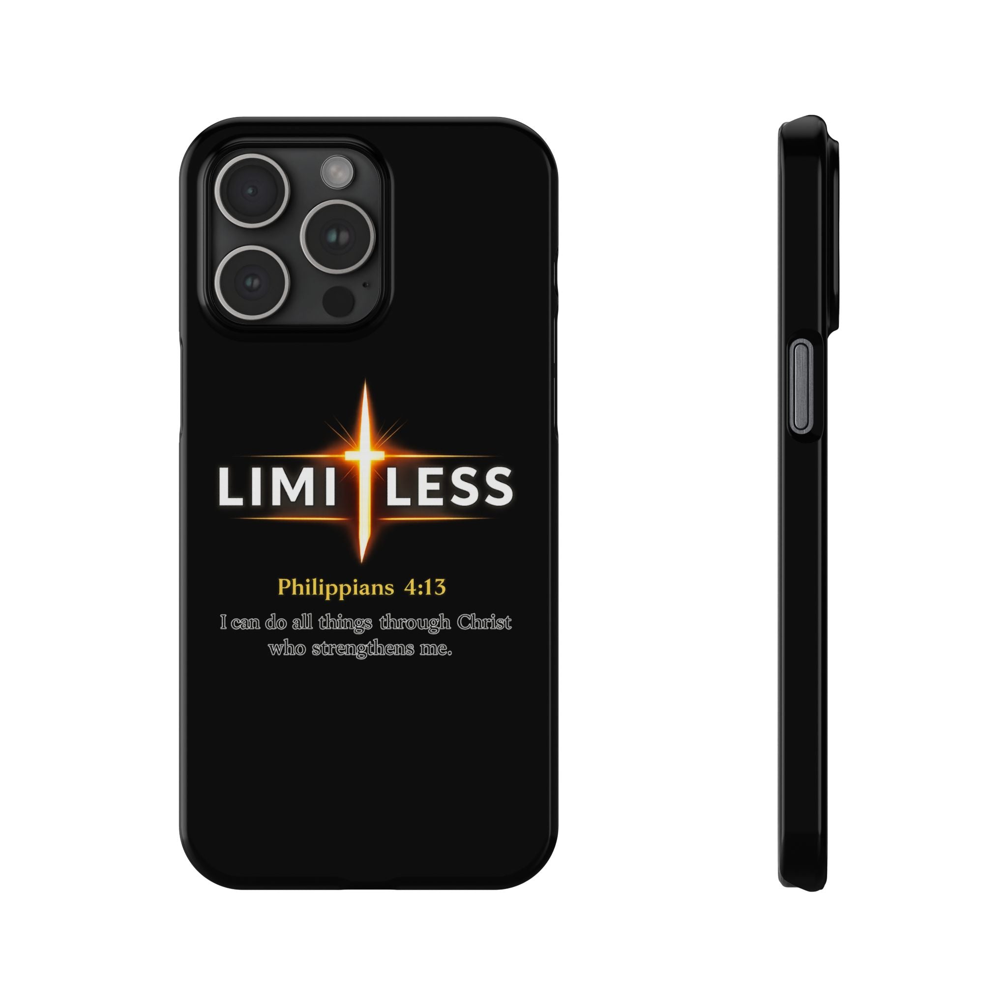 Limitless Cross Phone Case — Philippians 4:13 Christian Slim Case