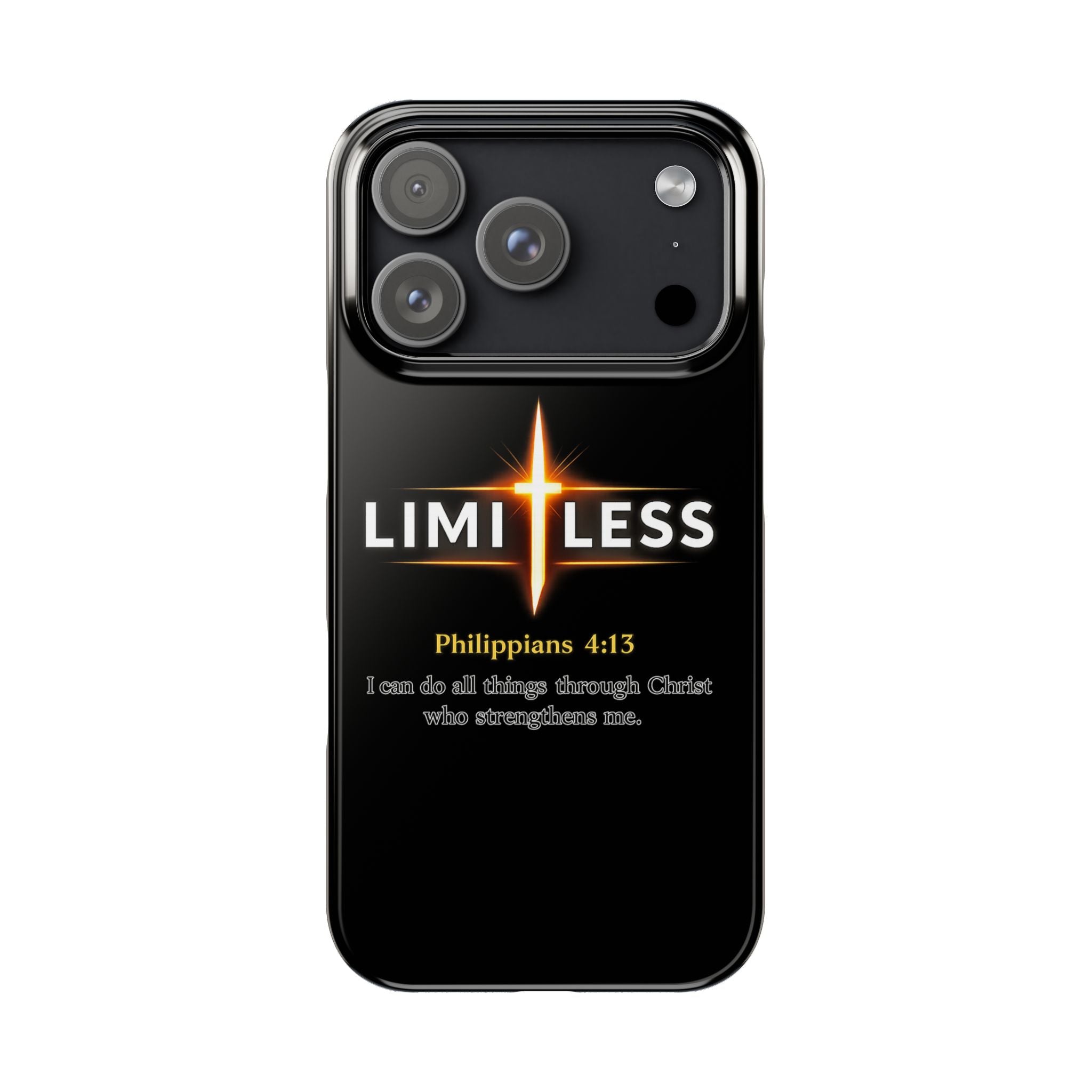 Limitless Cross Phone Case — Philippians 4:13 Christian Slim Case