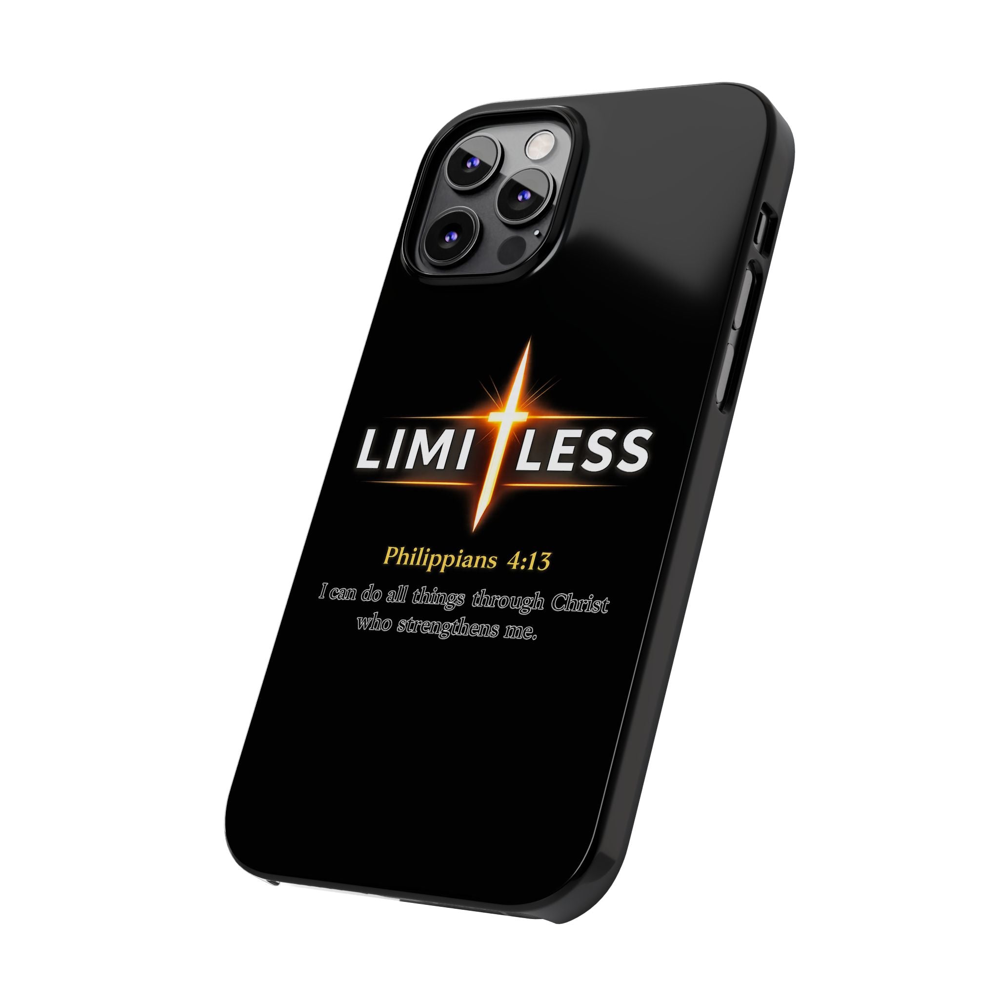 Limitless Cross Phone Case — Philippians 4:13 Christian Slim Case