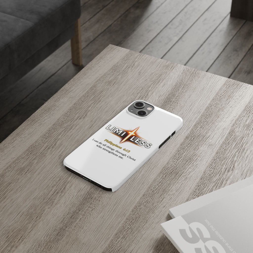 Slim Phone Case — "Limitless" Christian Cross Design with Philippians 4:13 Inspirational Quote