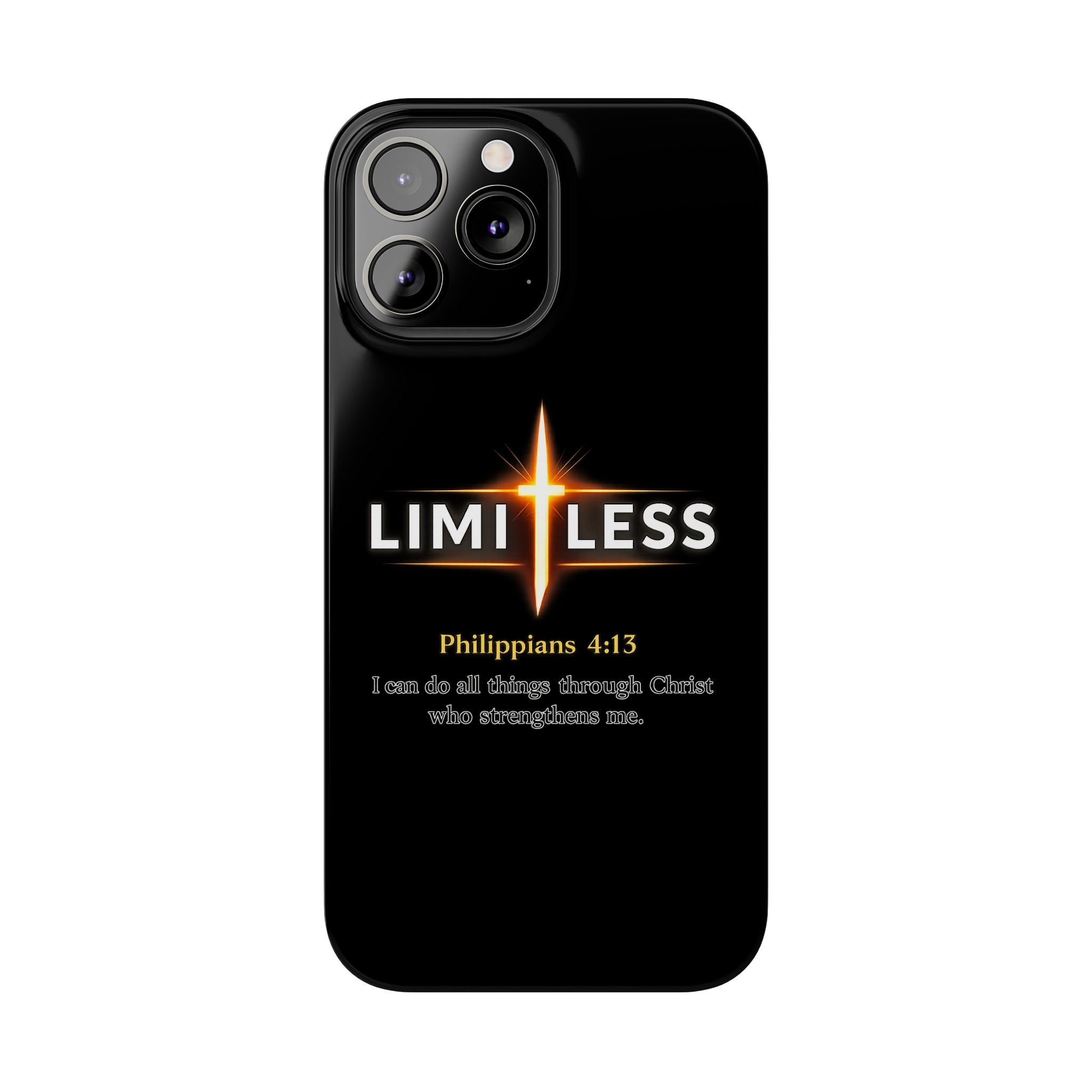Limitless Cross Phone Case — Philippians 4:13 Christian Slim Case