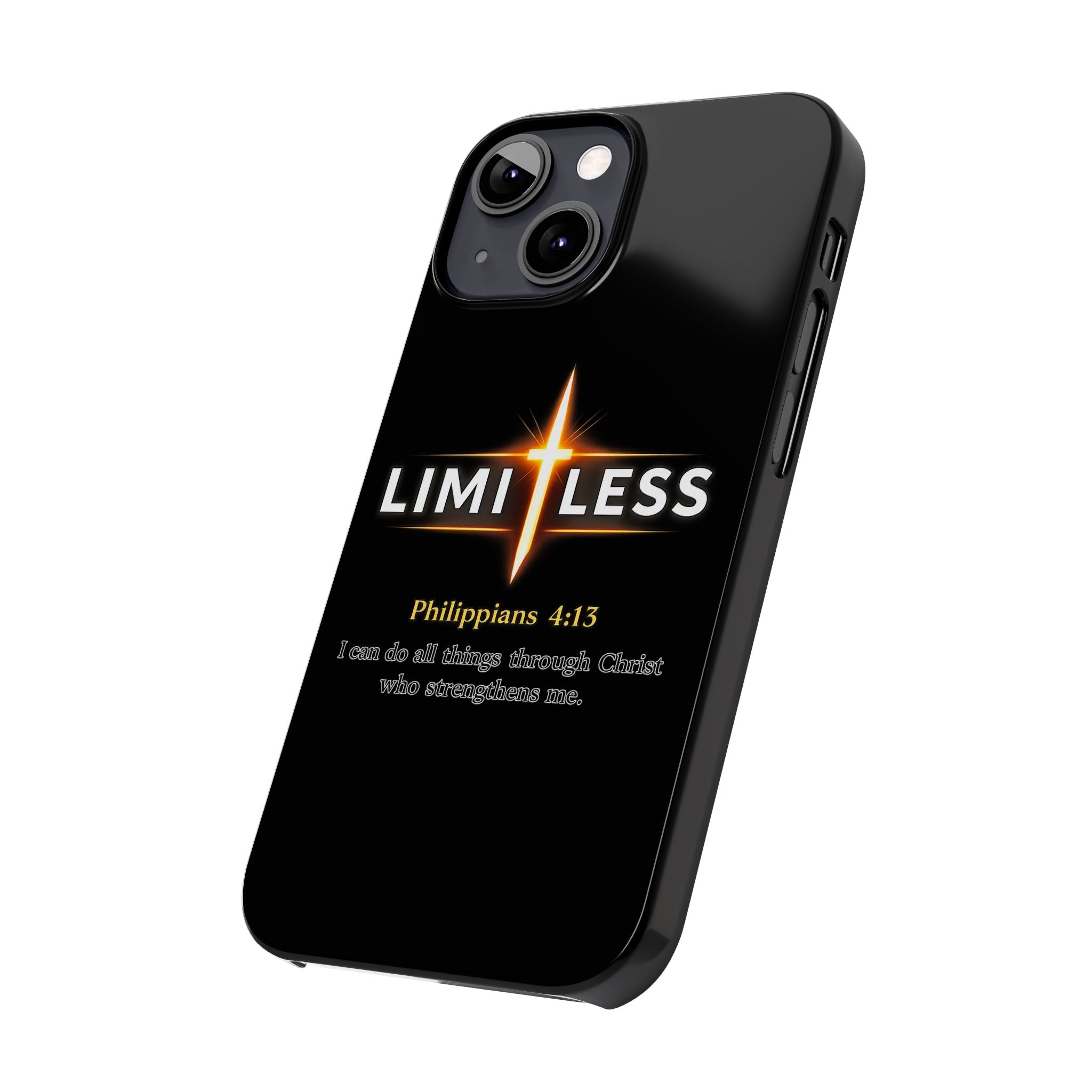 Limitless Cross Phone Case — Philippians 4:13 Christian Slim Case
