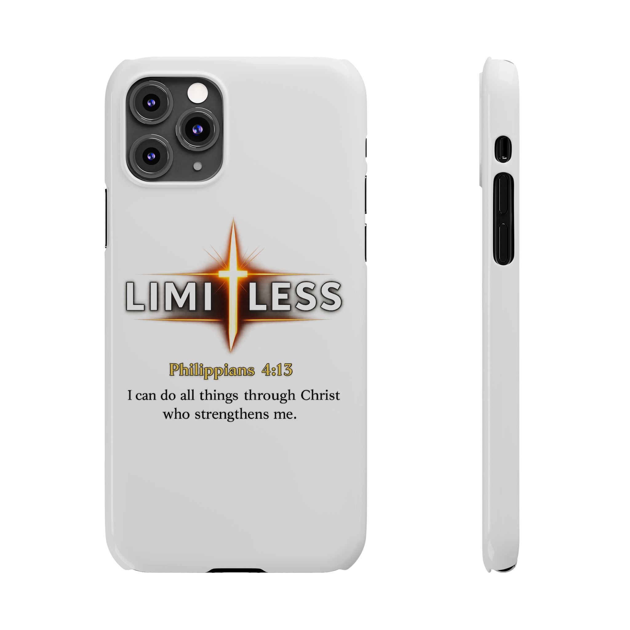 Slim Phone Case — "Limitless" Christian Cross Design with Philippians 4:13 Inspirational Quote