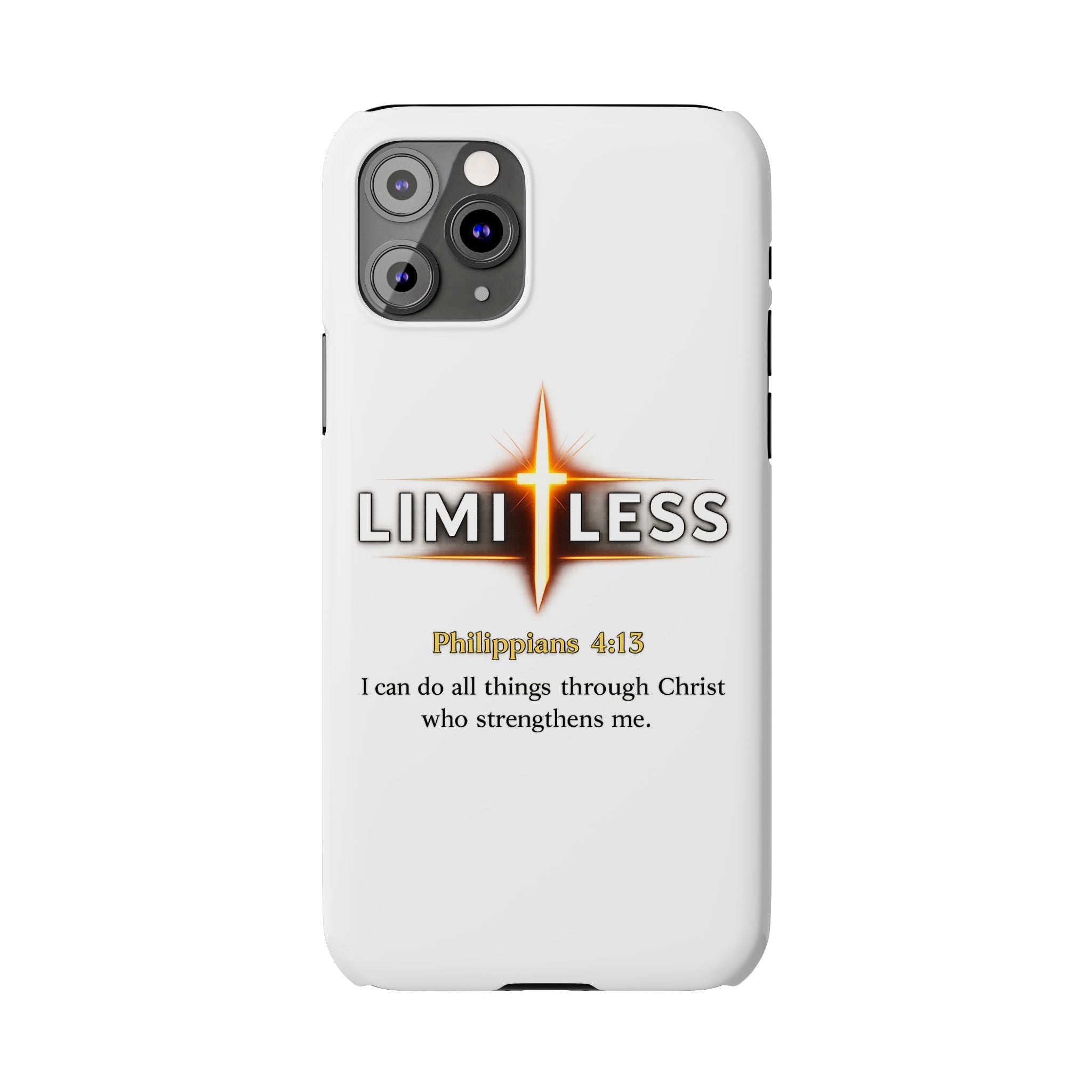 Slim Phone Case — "Limitless" Christian Cross Design with Philippians 4:13 Inspirational Quote