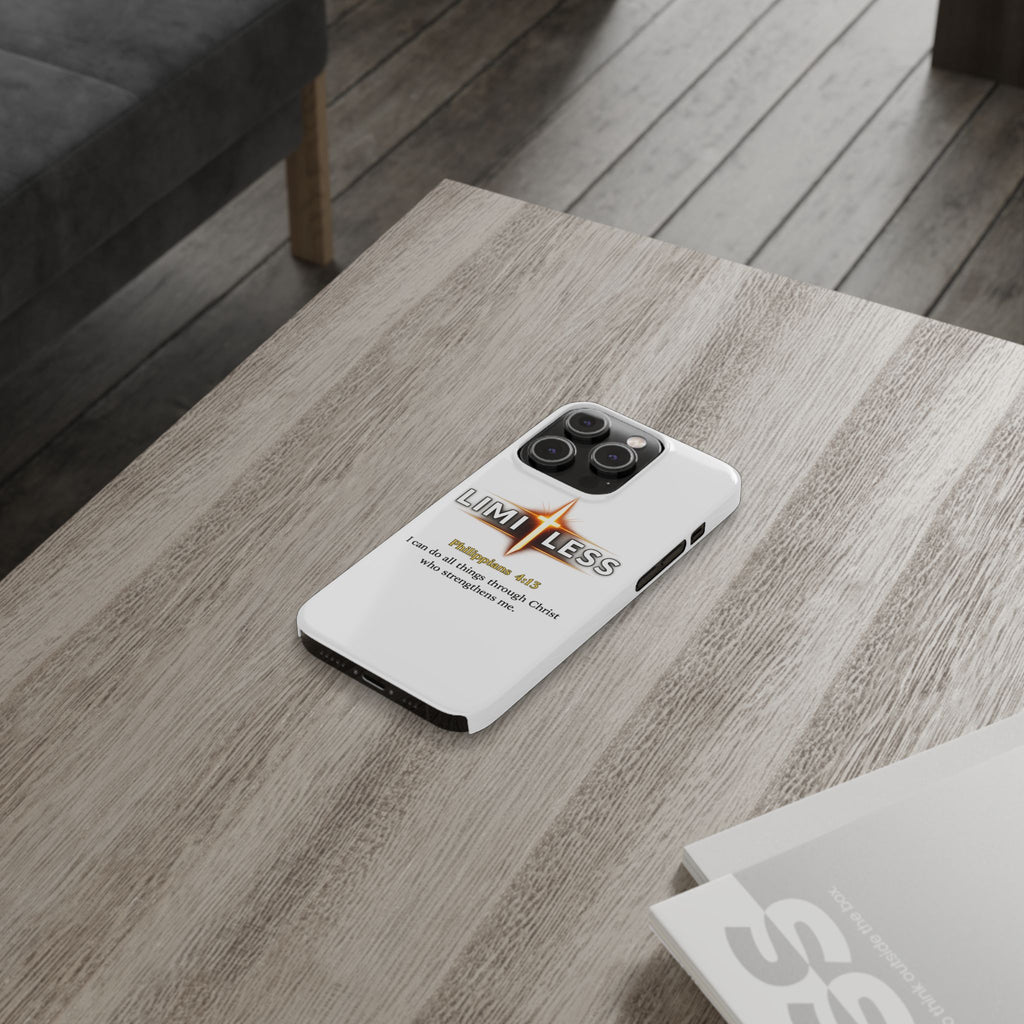 Slim Phone Case — "Limitless" Christian Cross Design with Philippians 4:13 Inspirational Quote