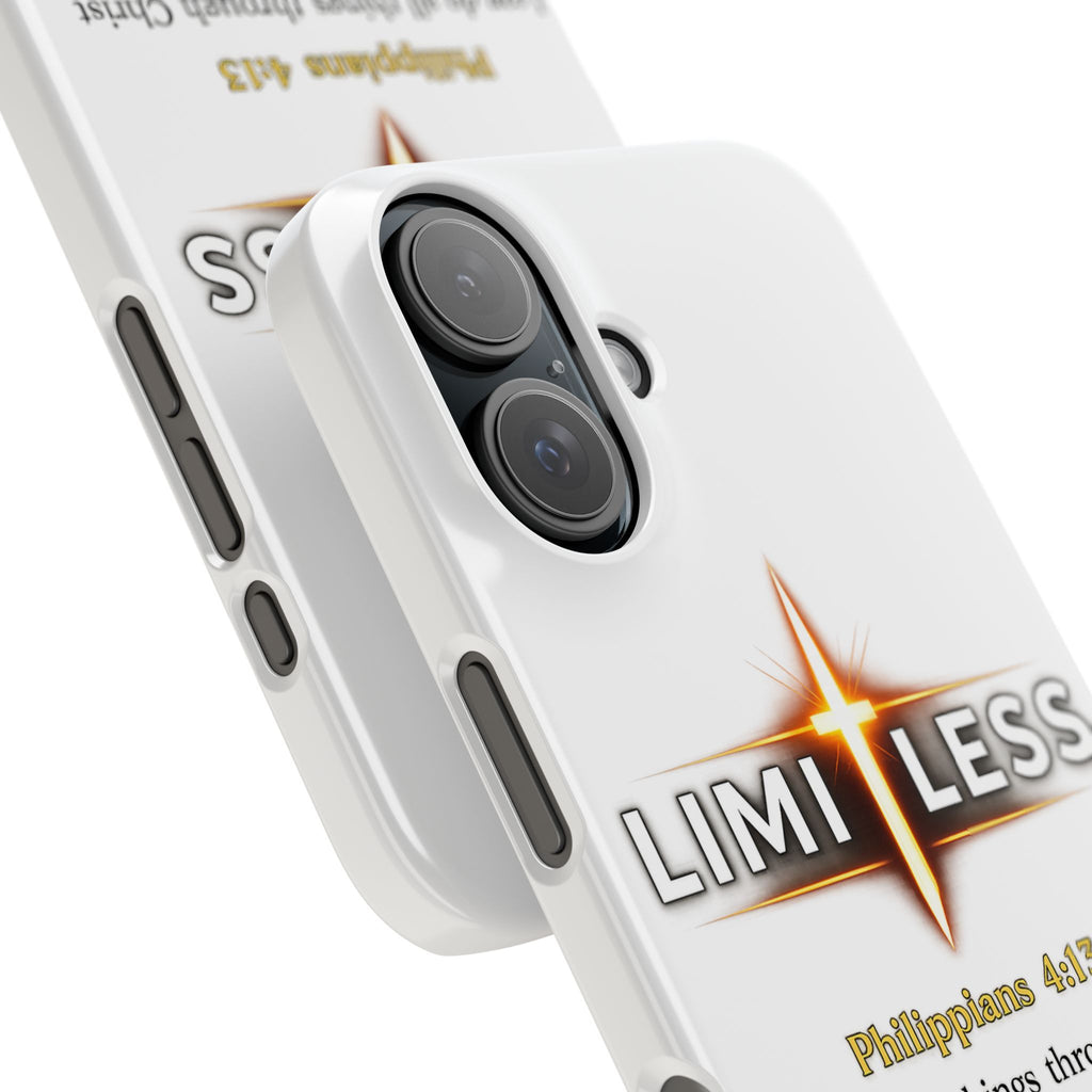 Slim Phone Case — "Limitless" Christian Cross Design with Philippians 4:13 Inspirational Quote
