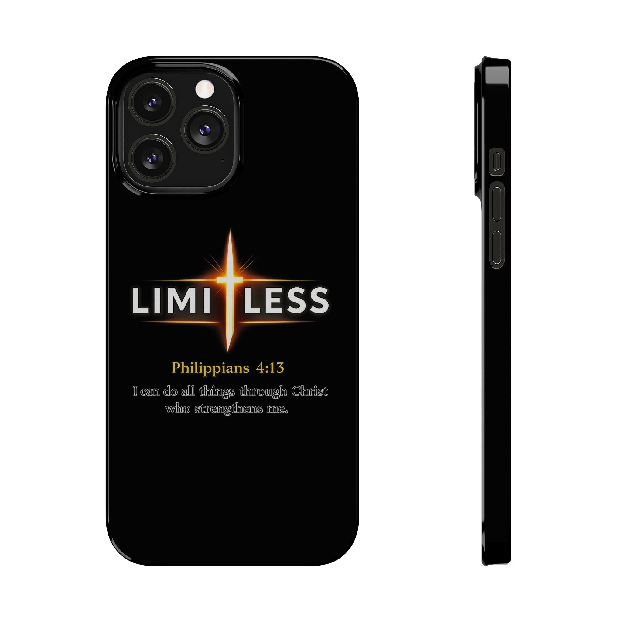 Limitless Cross Phone Case — Philippians 4:13 Christian Slim Case