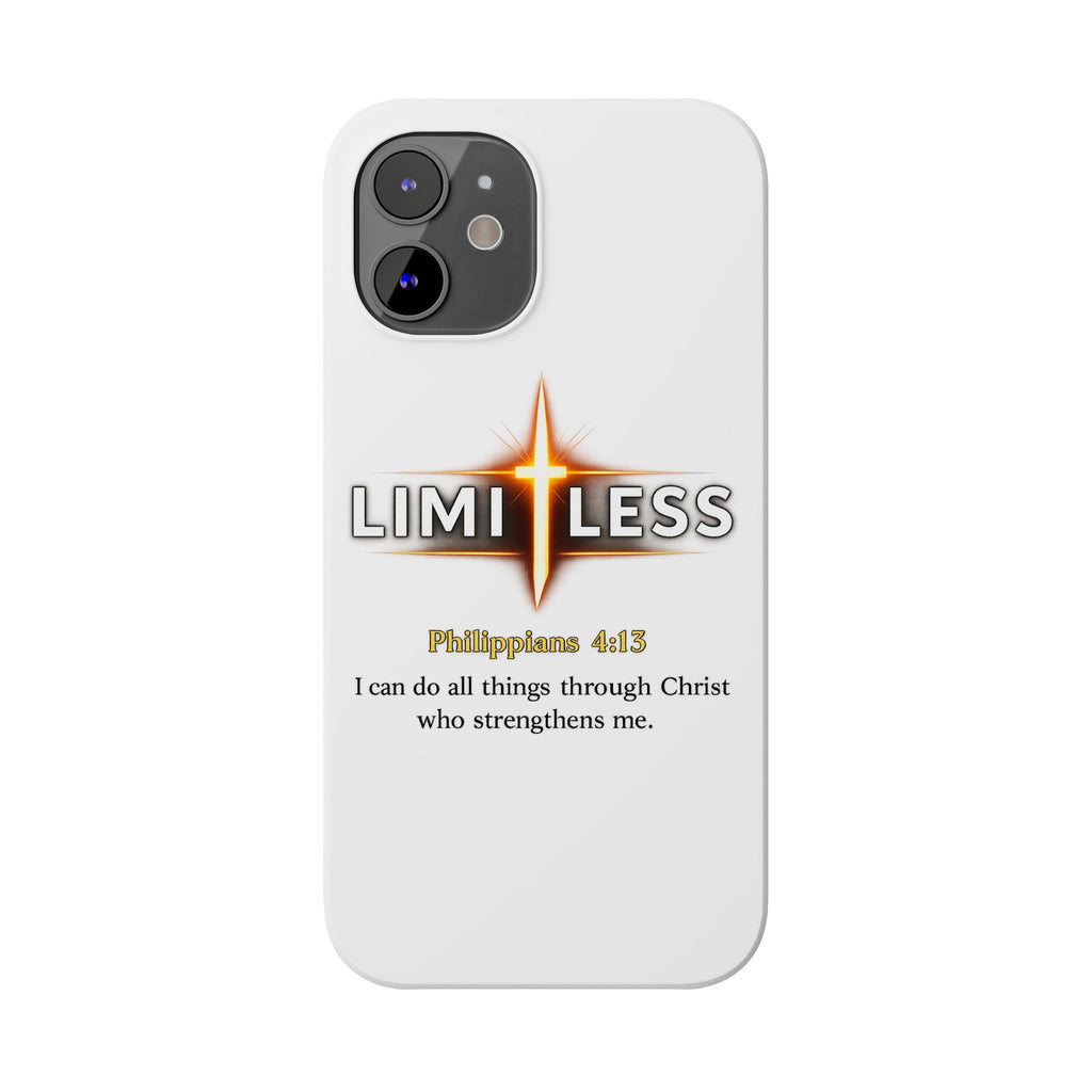 Slim Phone Case — "Limitless" Christian Cross Design with Philippians 4:13 Inspirational Quote