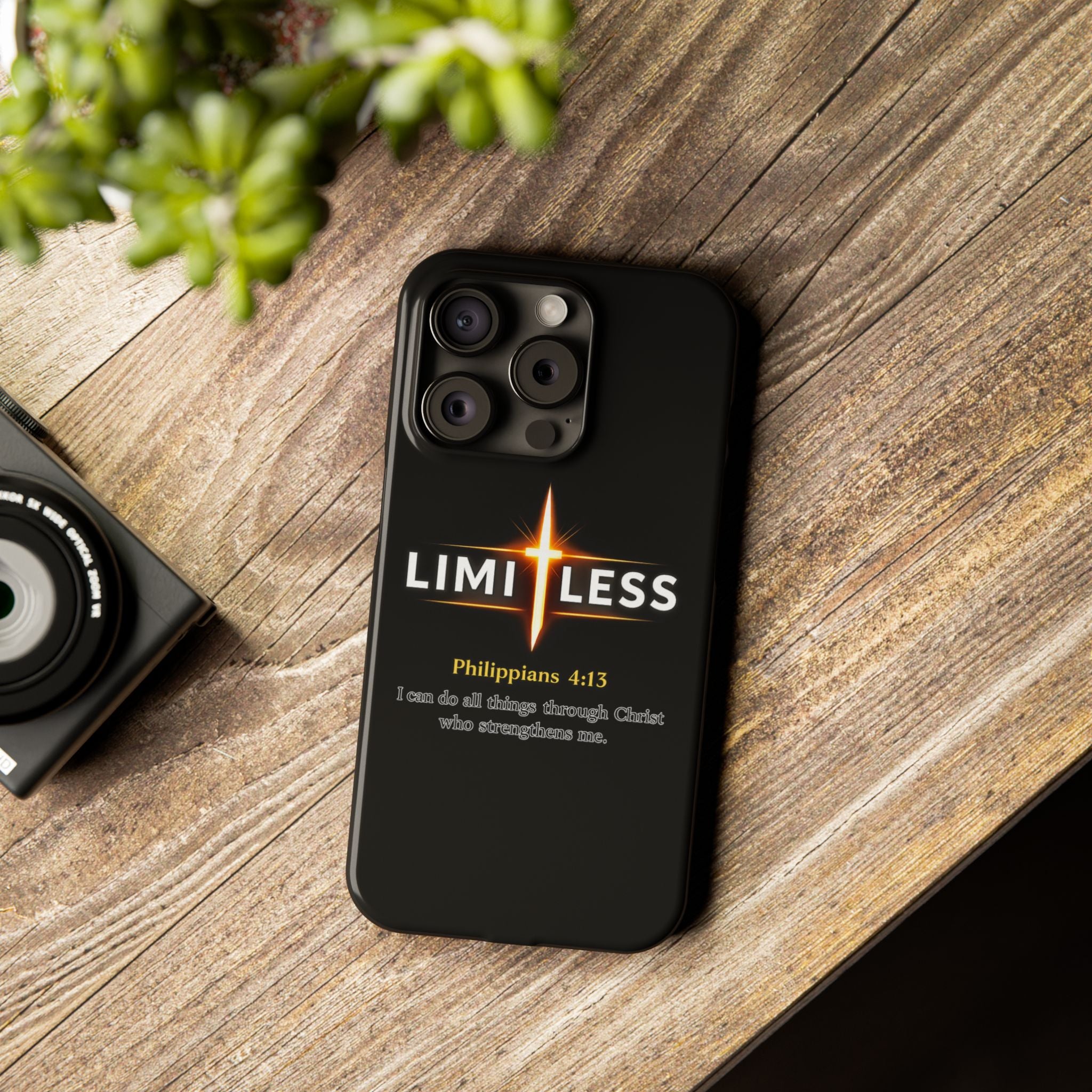 Limitless Cross Phone Case — Philippians 4:13 Christian Slim Case