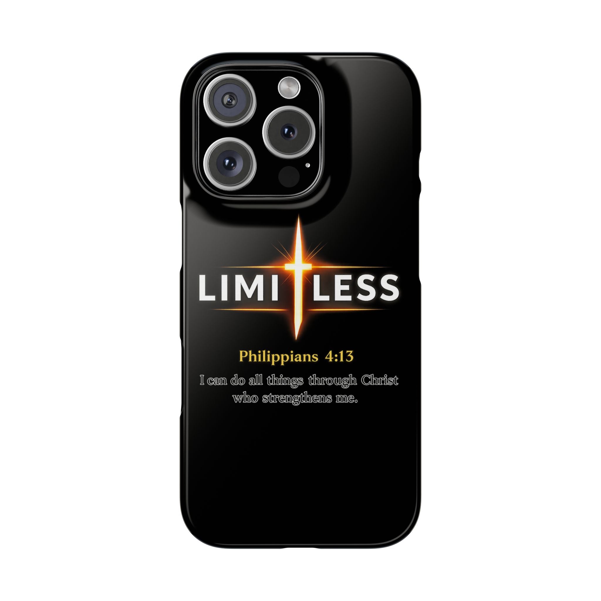 Limitless Cross Phone Case — Philippians 4:13 Christian Slim Case
