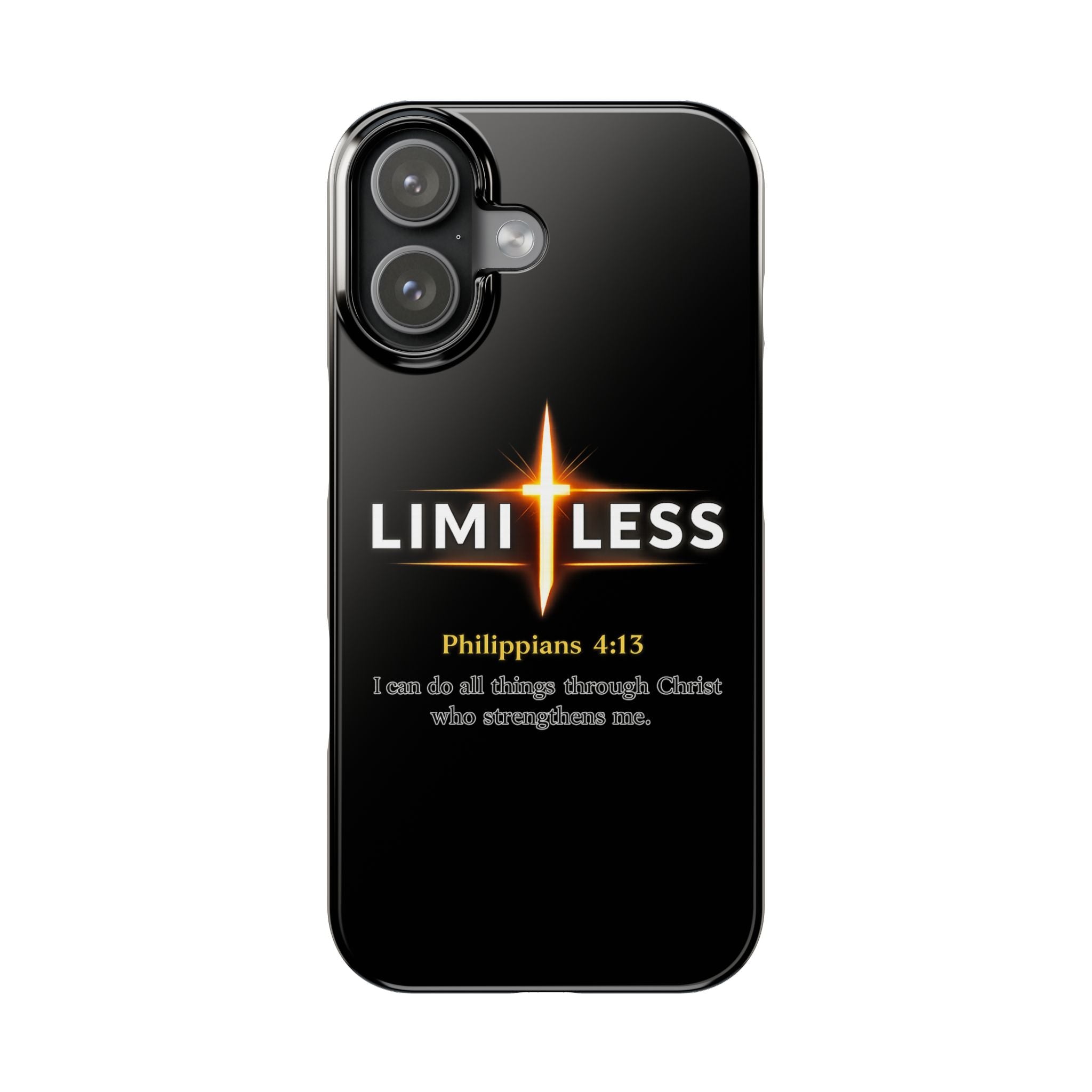 Limitless Cross Phone Case — Philippians 4:13 Christian Slim Case