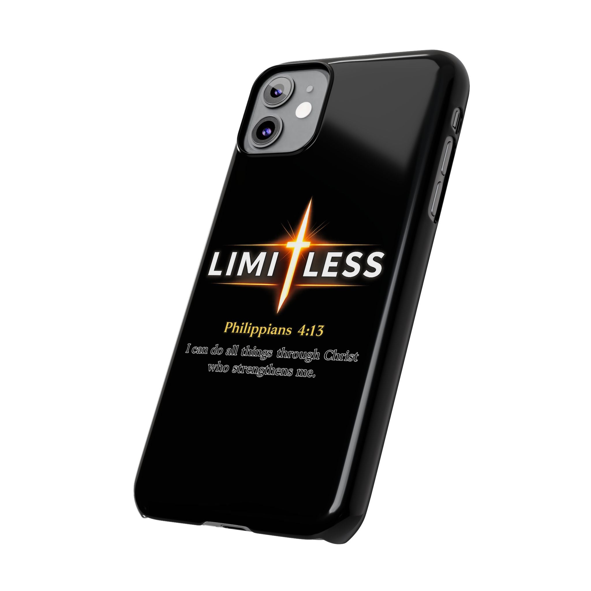 Limitless Cross Phone Case — Philippians 4:13 Christian Slim Case