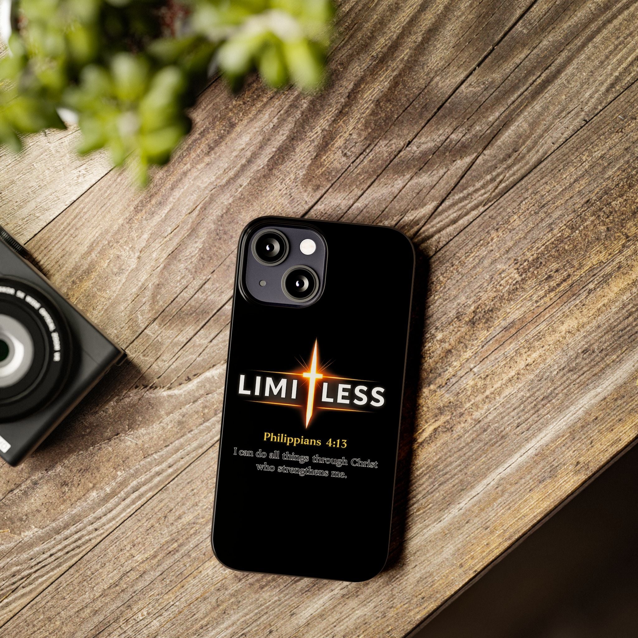 Limitless Cross Phone Case — Philippians 4:13 Christian Slim Case