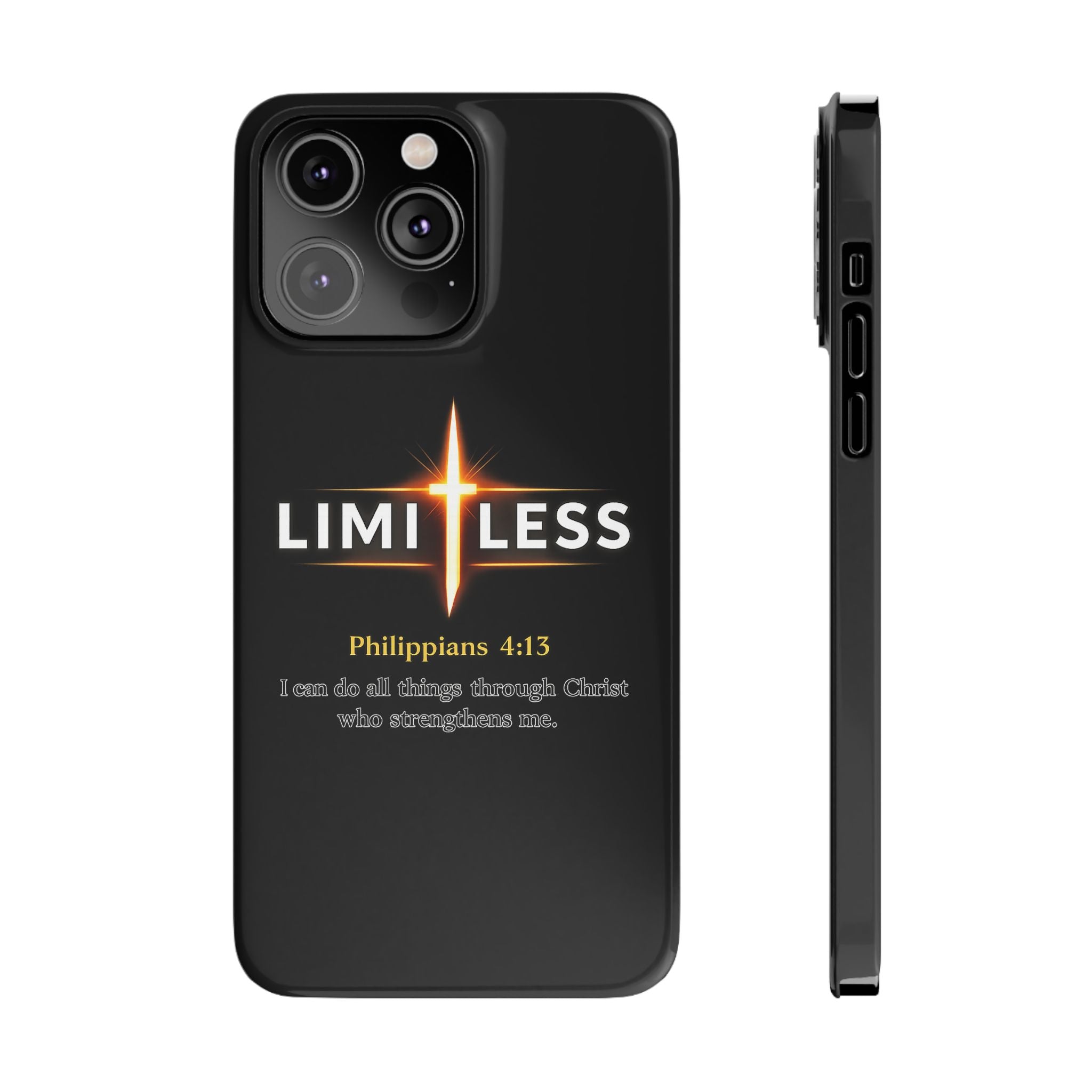 Limitless Cross Phone Case — Philippians 4:13 Christian Slim Case