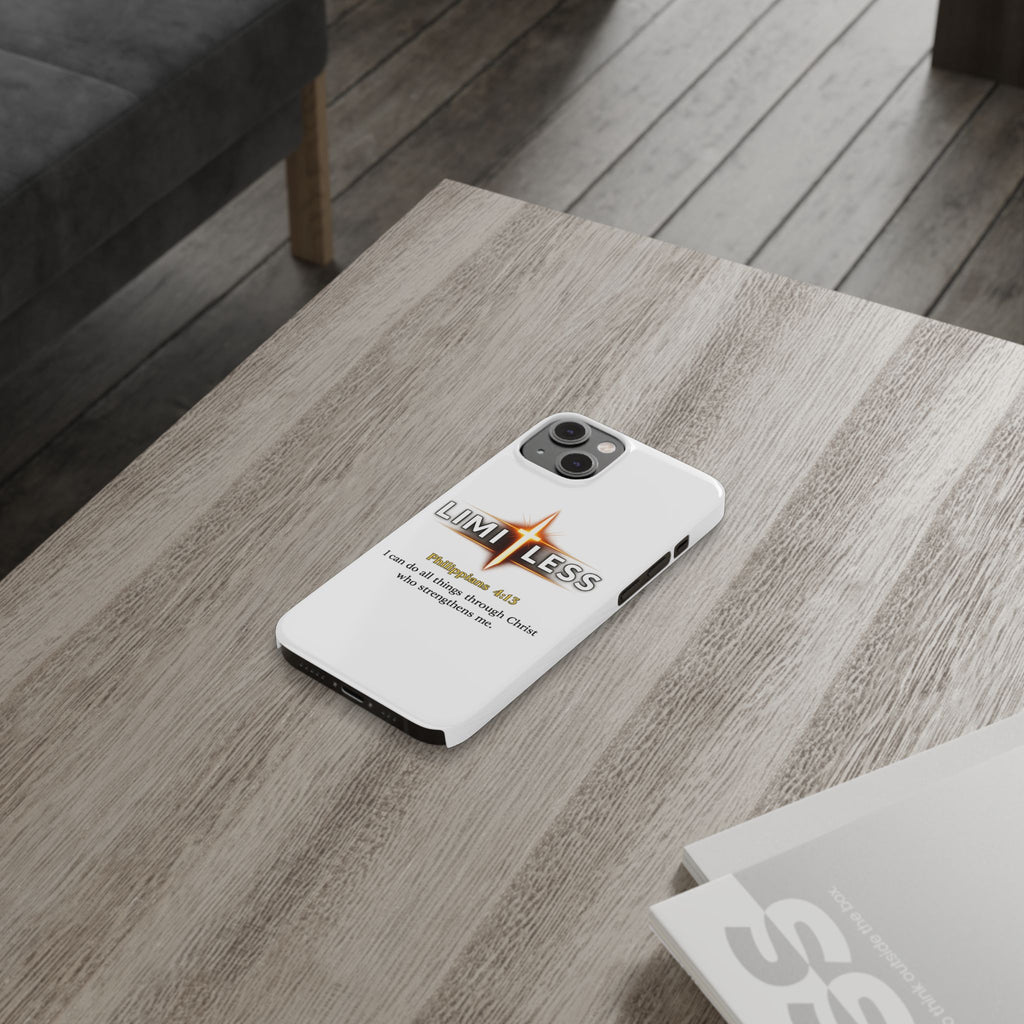 Slim Phone Case — "Limitless" Christian Cross Design with Philippians 4:13 Inspirational Quote