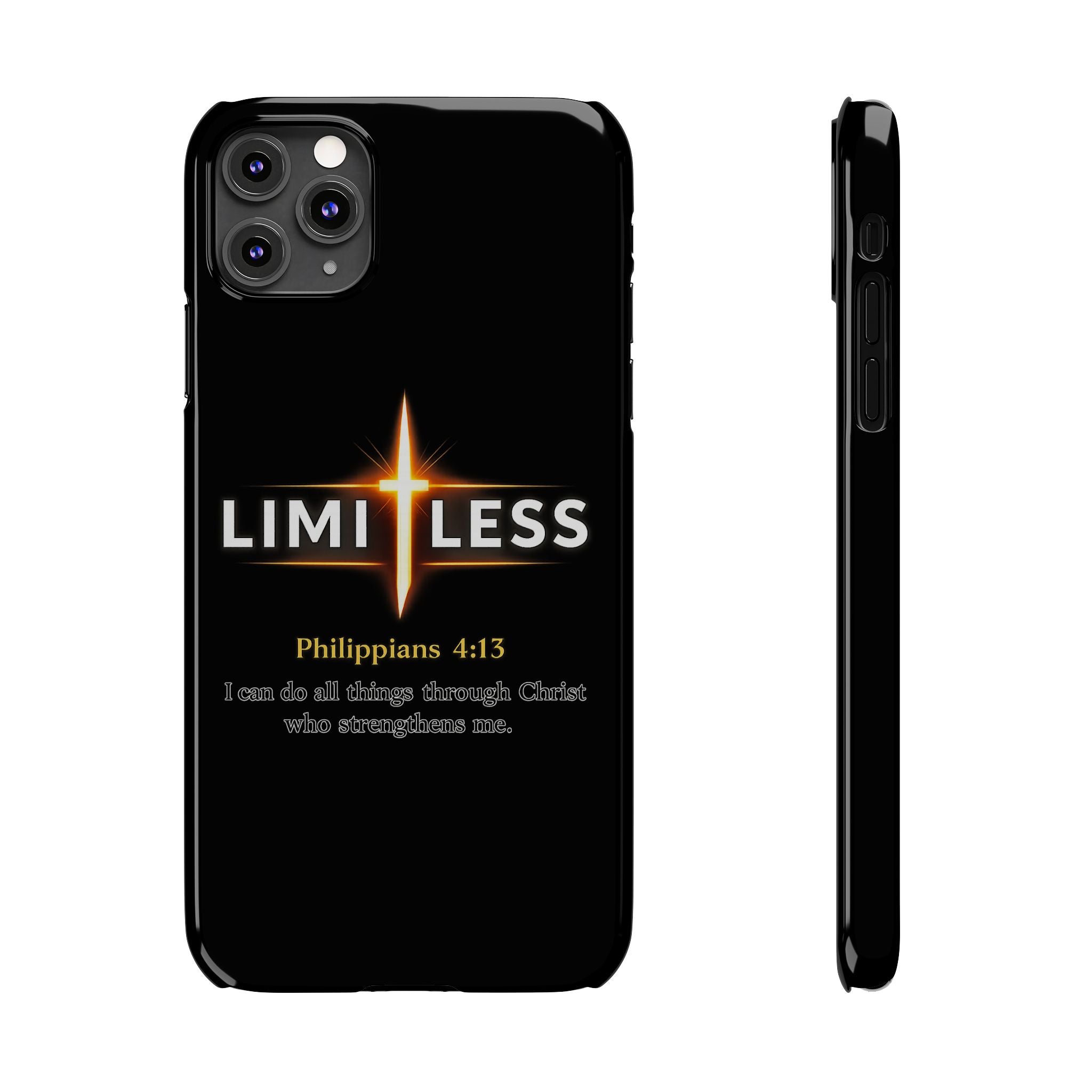 Limitless Cross Phone Case — Philippians 4:13 Christian Slim Case