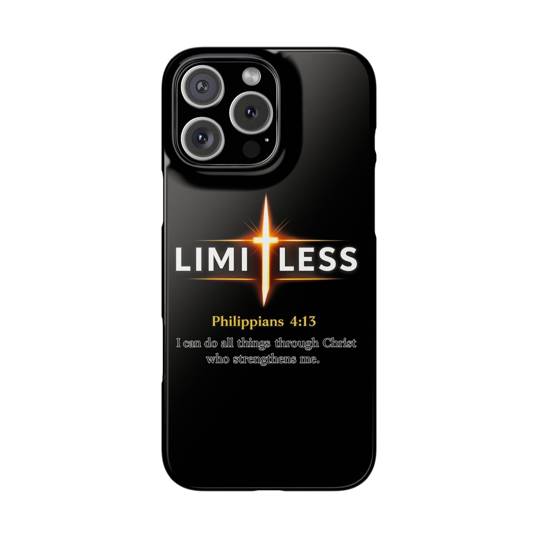 Limitless Cross Phone Case — Philippians 4:13 Christian Slim Case