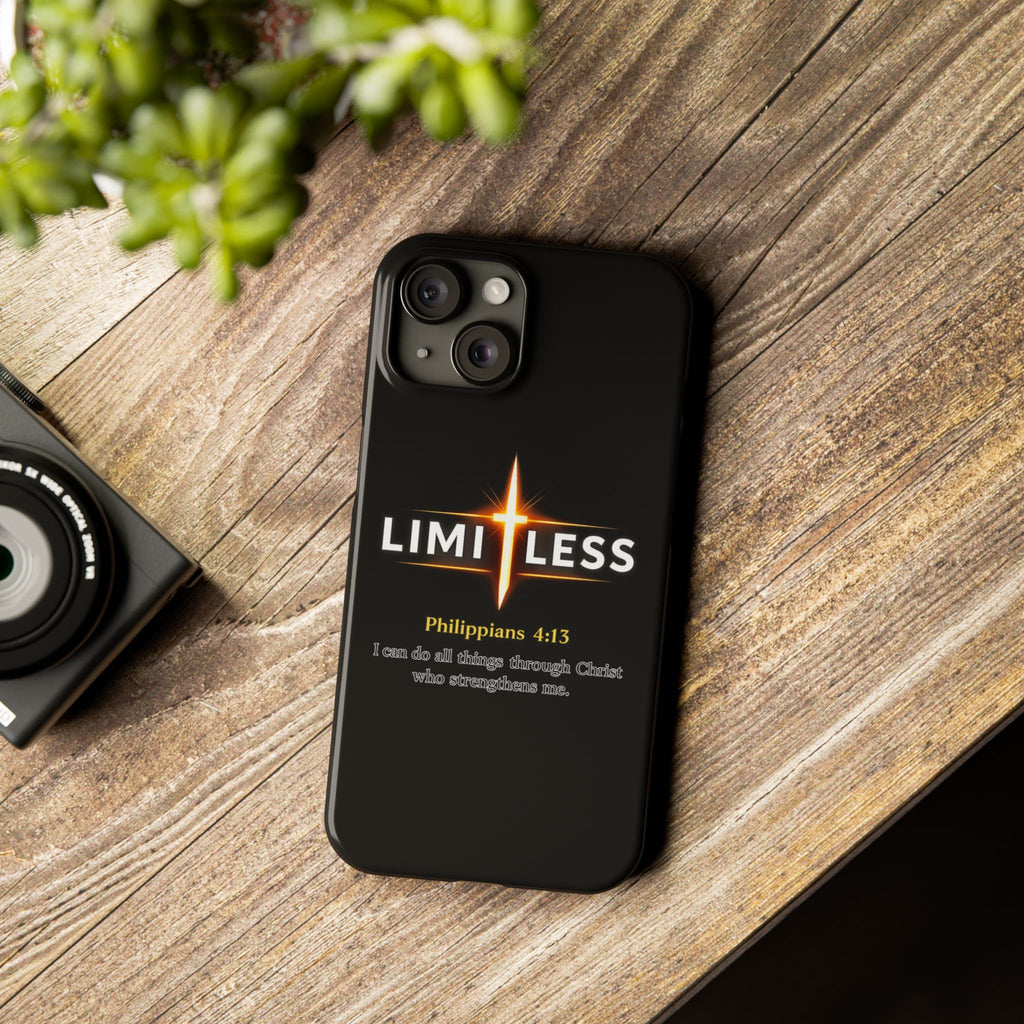 Limitless Cross Phone Case — Philippians 4:13 Christian Slim Case