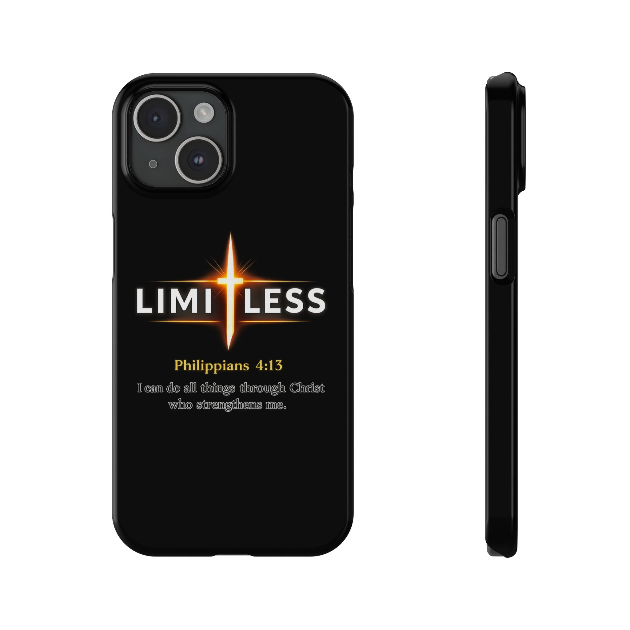 Limitless Cross Phone Case — Philippians 4:13 Christian Slim Case