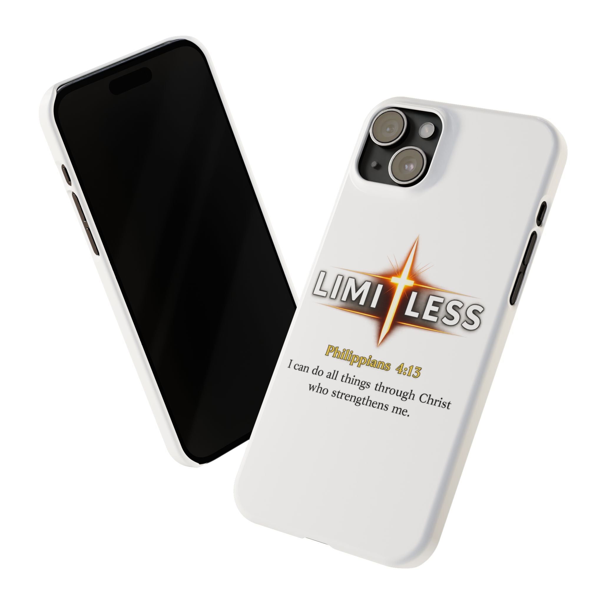 Slim Phone Case — "Limitless" Christian Cross Design with Philippians 4:13 Inspirational Quote