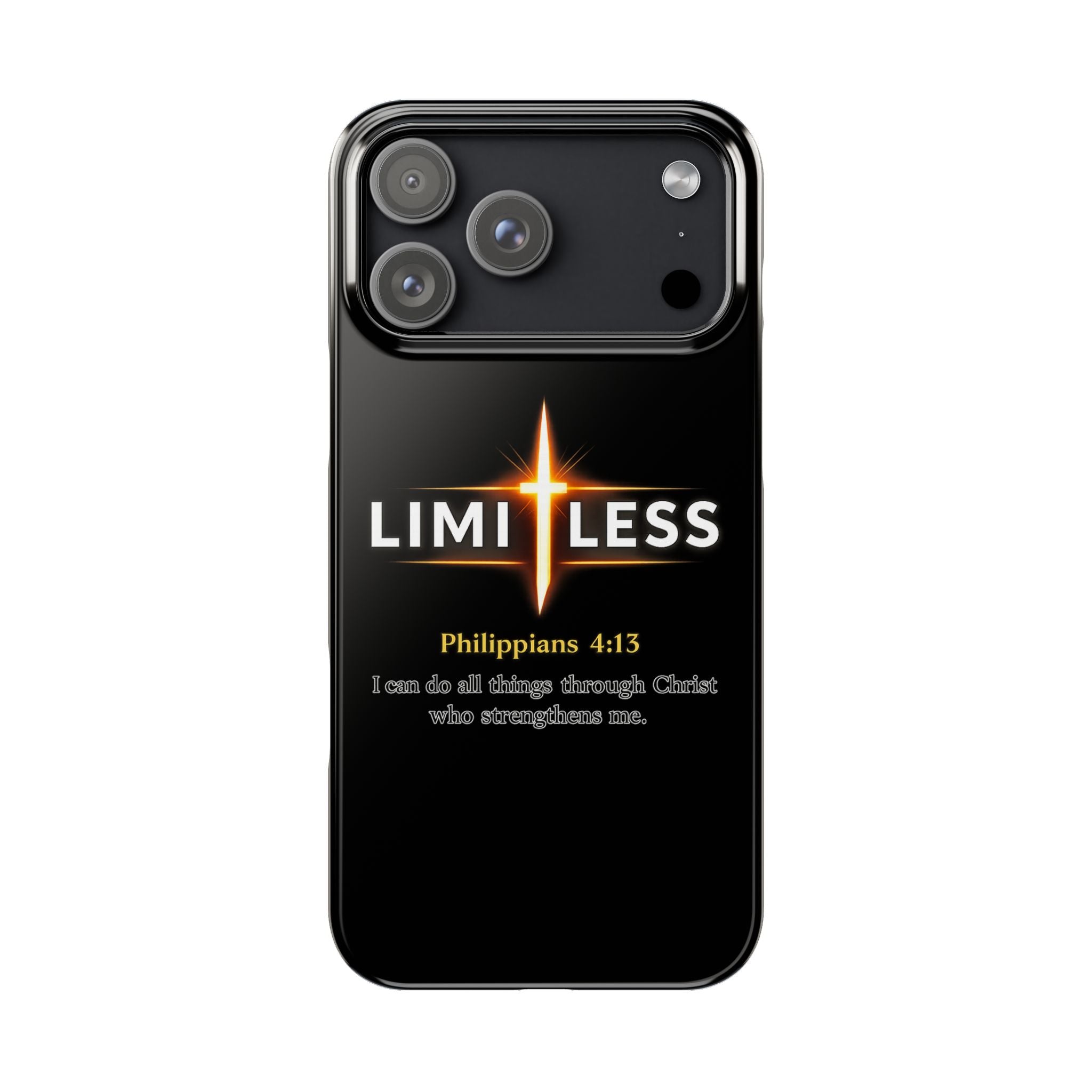 Limitless Cross Phone Case — Philippians 4:13 Christian Slim Case