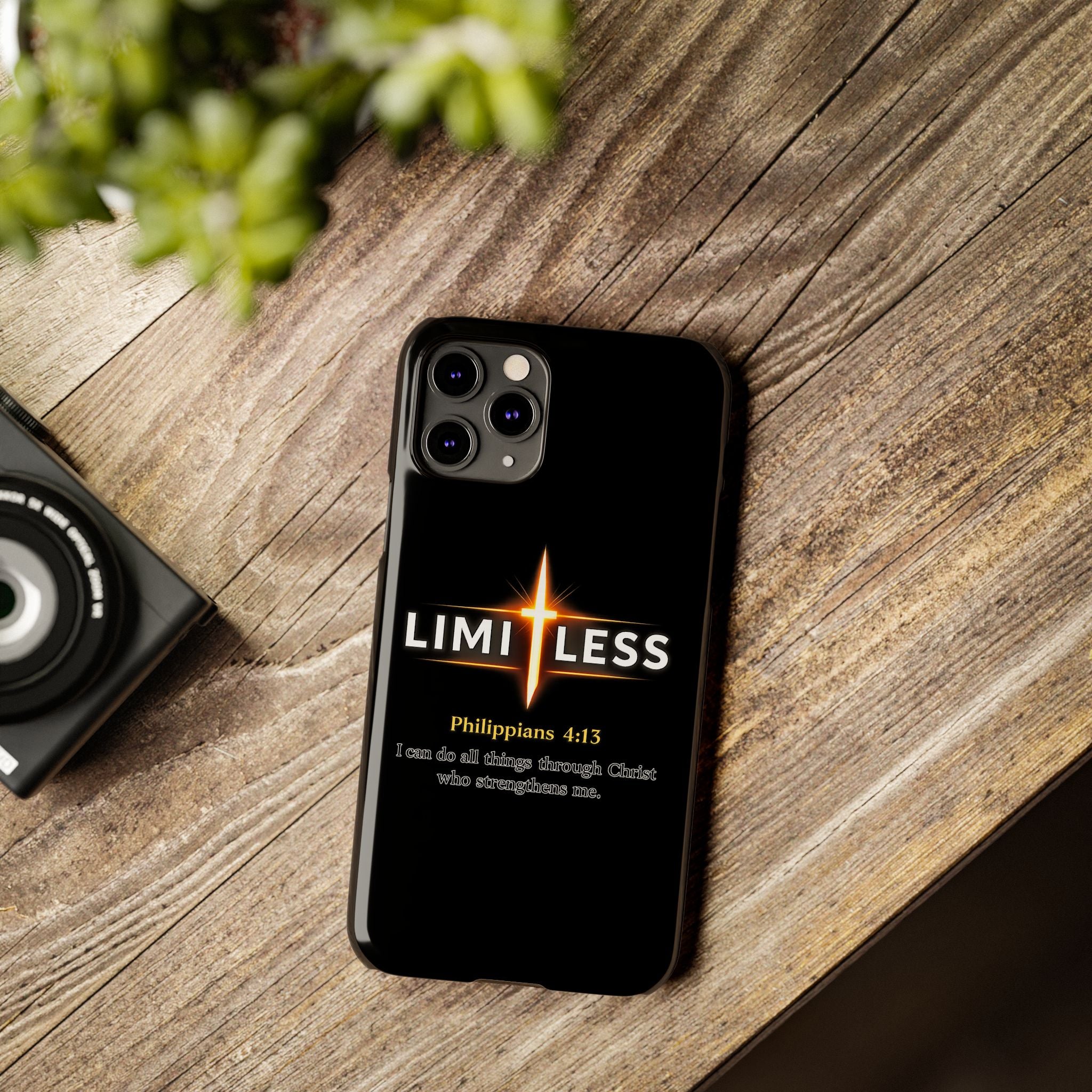 Limitless Cross Phone Case — Philippians 4:13 Christian Slim Case
