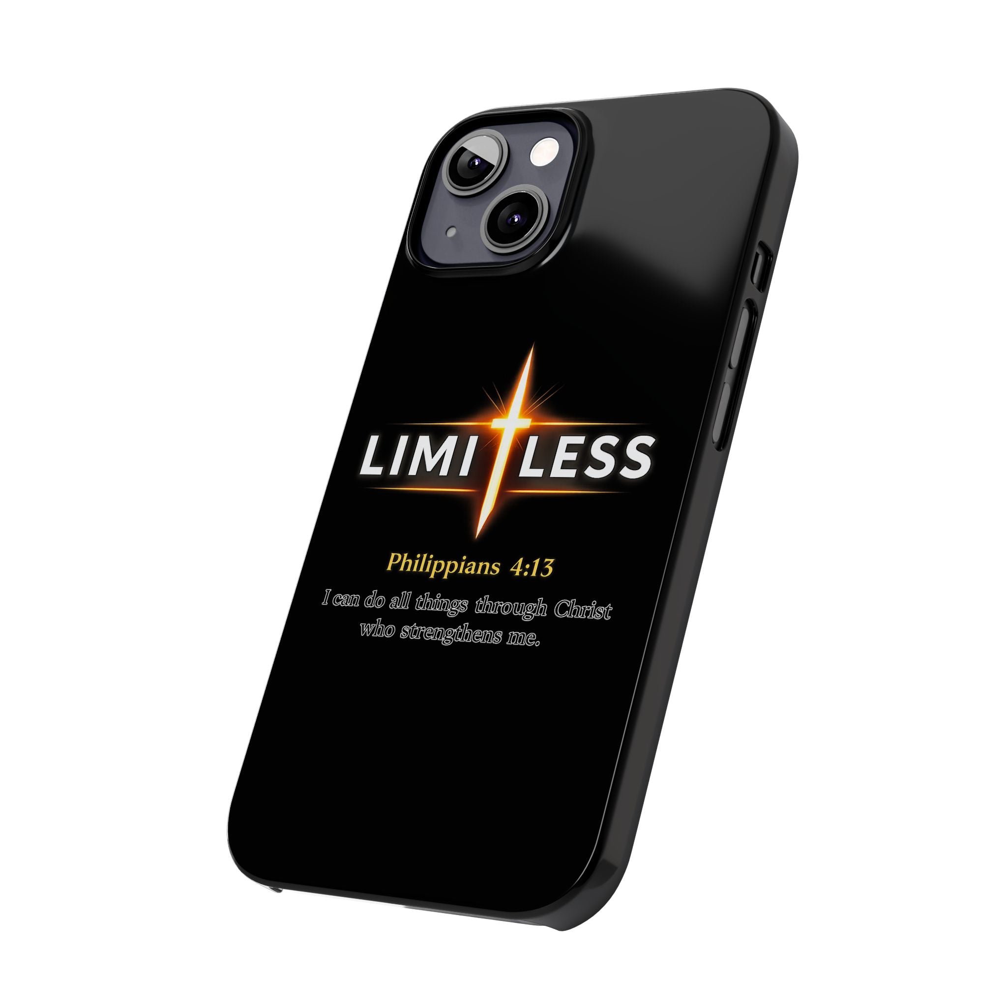 Limitless Cross Phone Case — Philippians 4:13 Christian Slim Case
