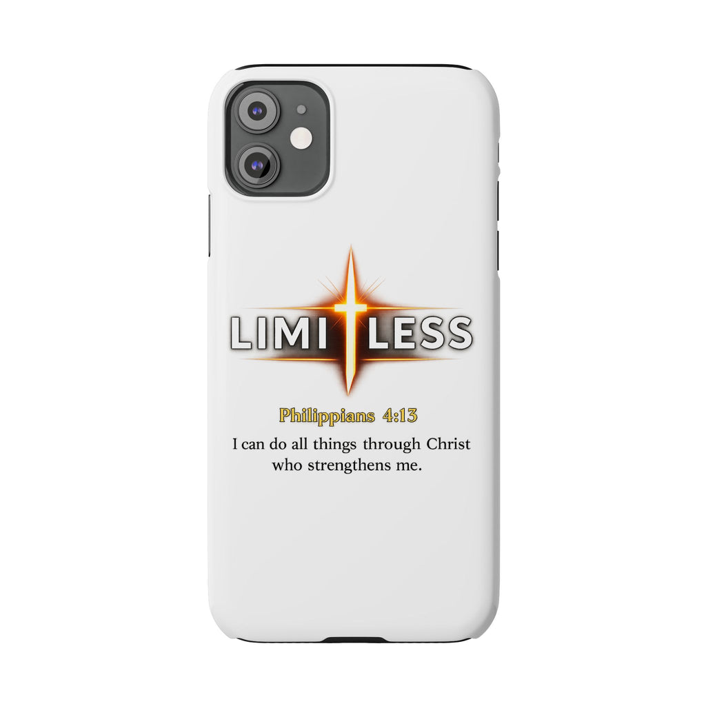 Slim Phone Case — "Limitless" Christian Cross Design with Philippians 4:13 Inspirational Quote