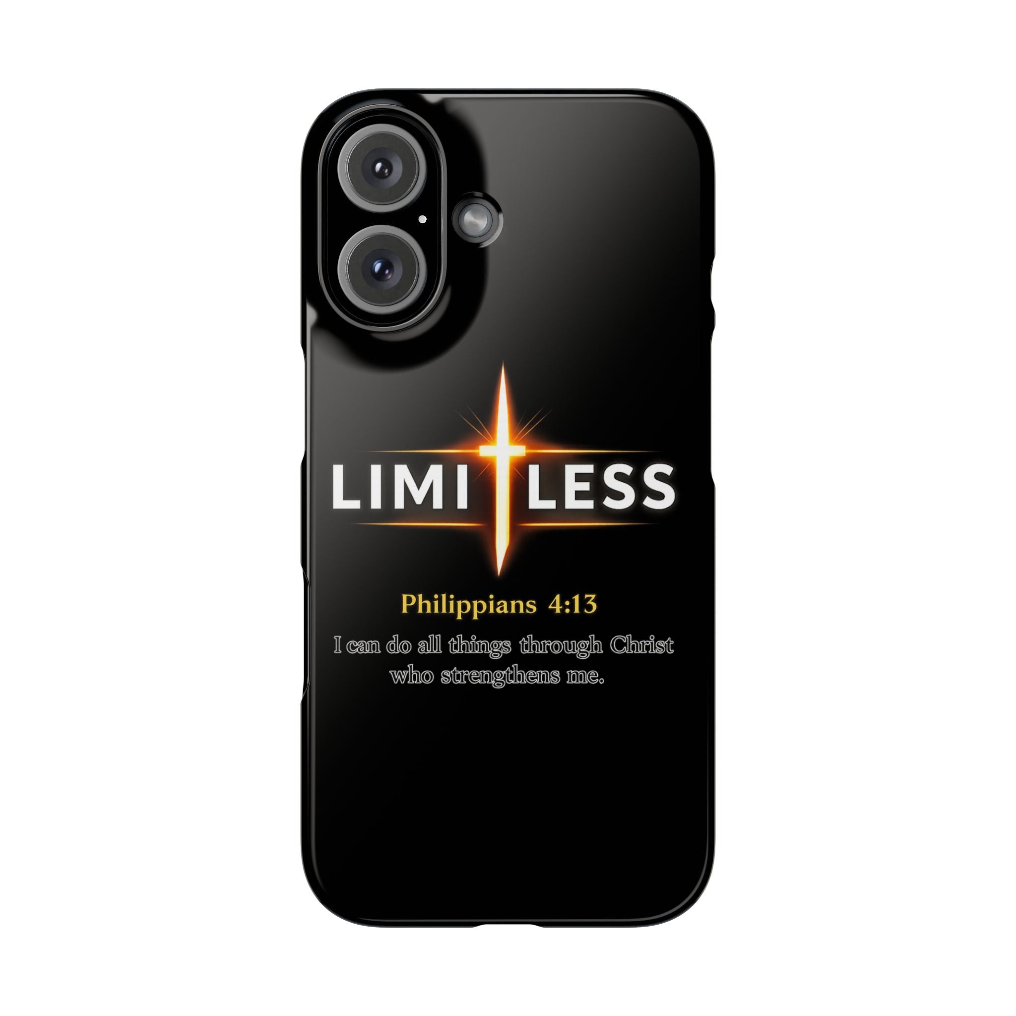 Limitless Cross Phone Case — Philippians 4:13 Christian Slim Case