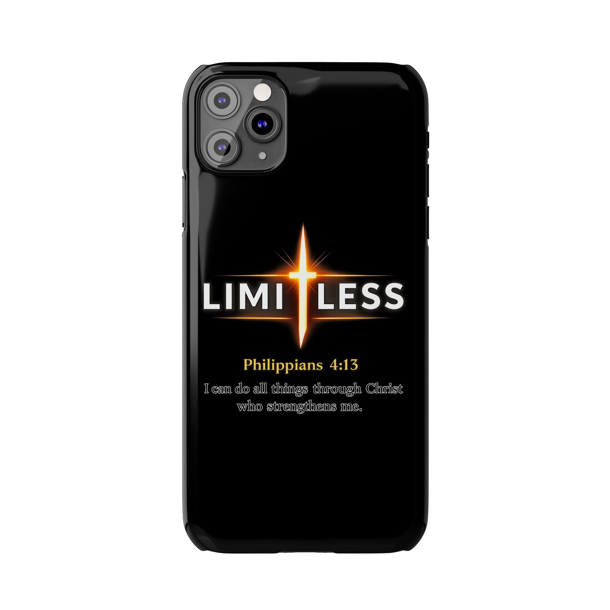 Limitless Cross Phone Case — Philippians 4:13 Christian Slim Case