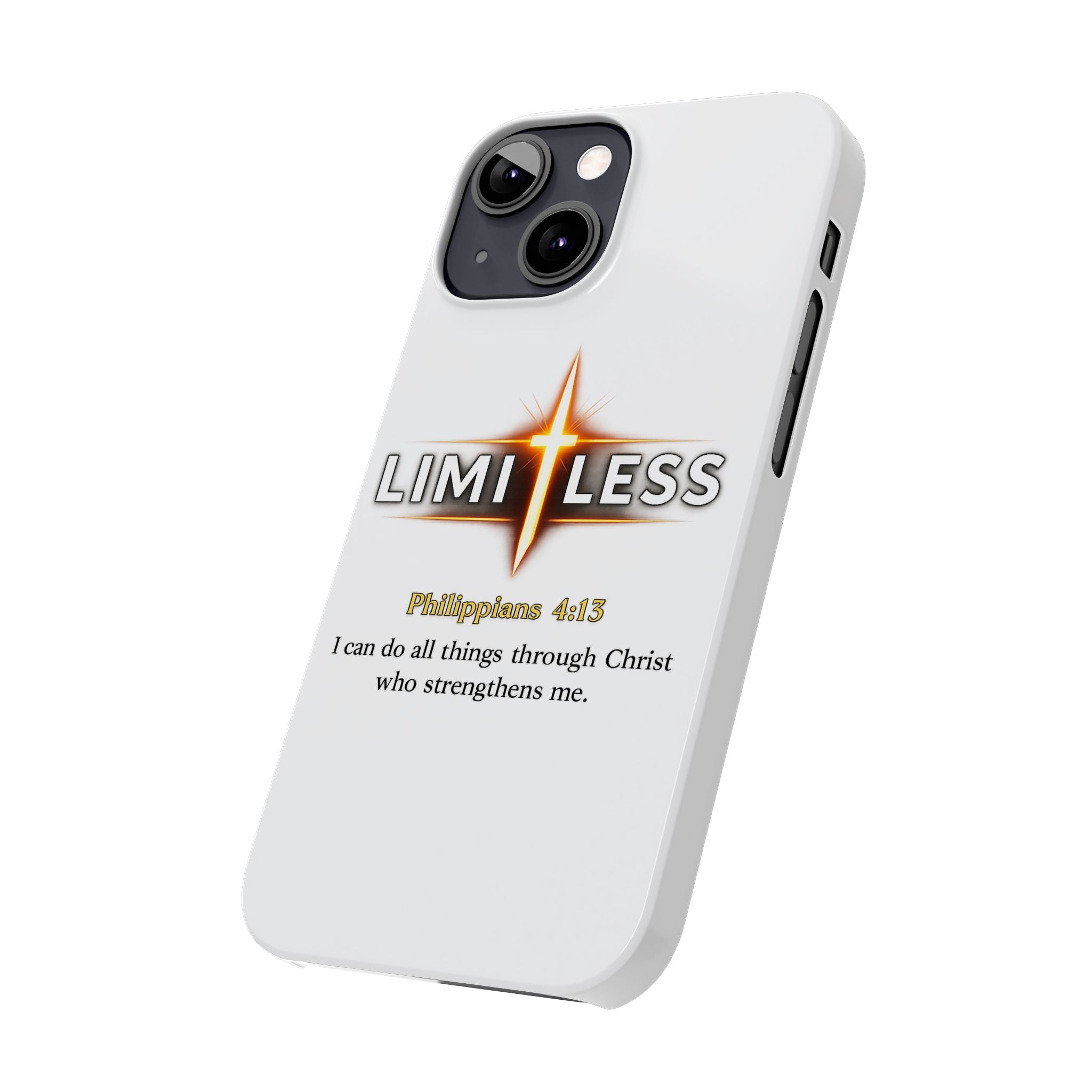 Slim Phone Case — "Limitless" Christian Cross Design with Philippians 4:13 Inspirational Quote